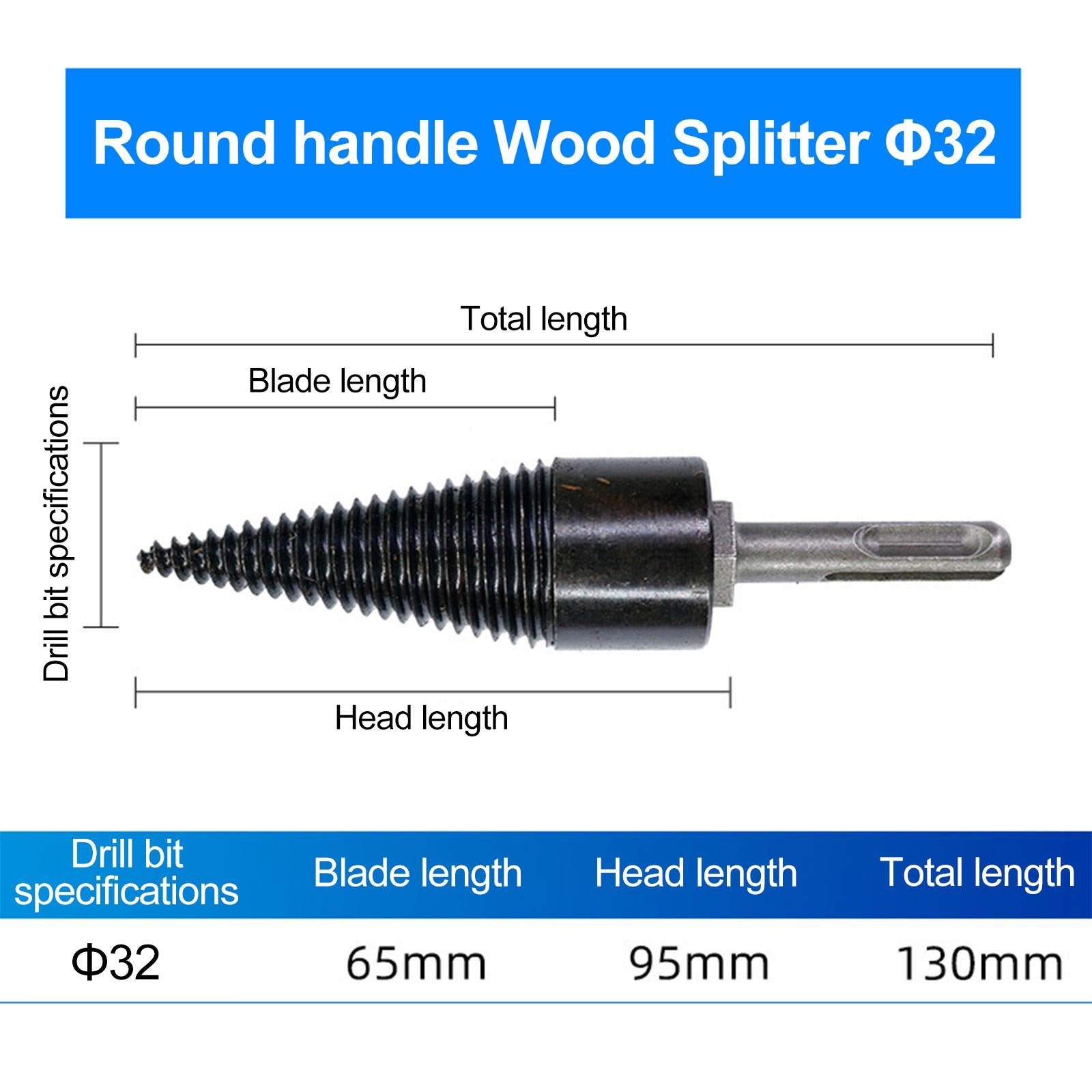 Firewood Drill Bit Timber Breaking Chopper Bits Reamer Woodworking Tools 32mm Round Shaft