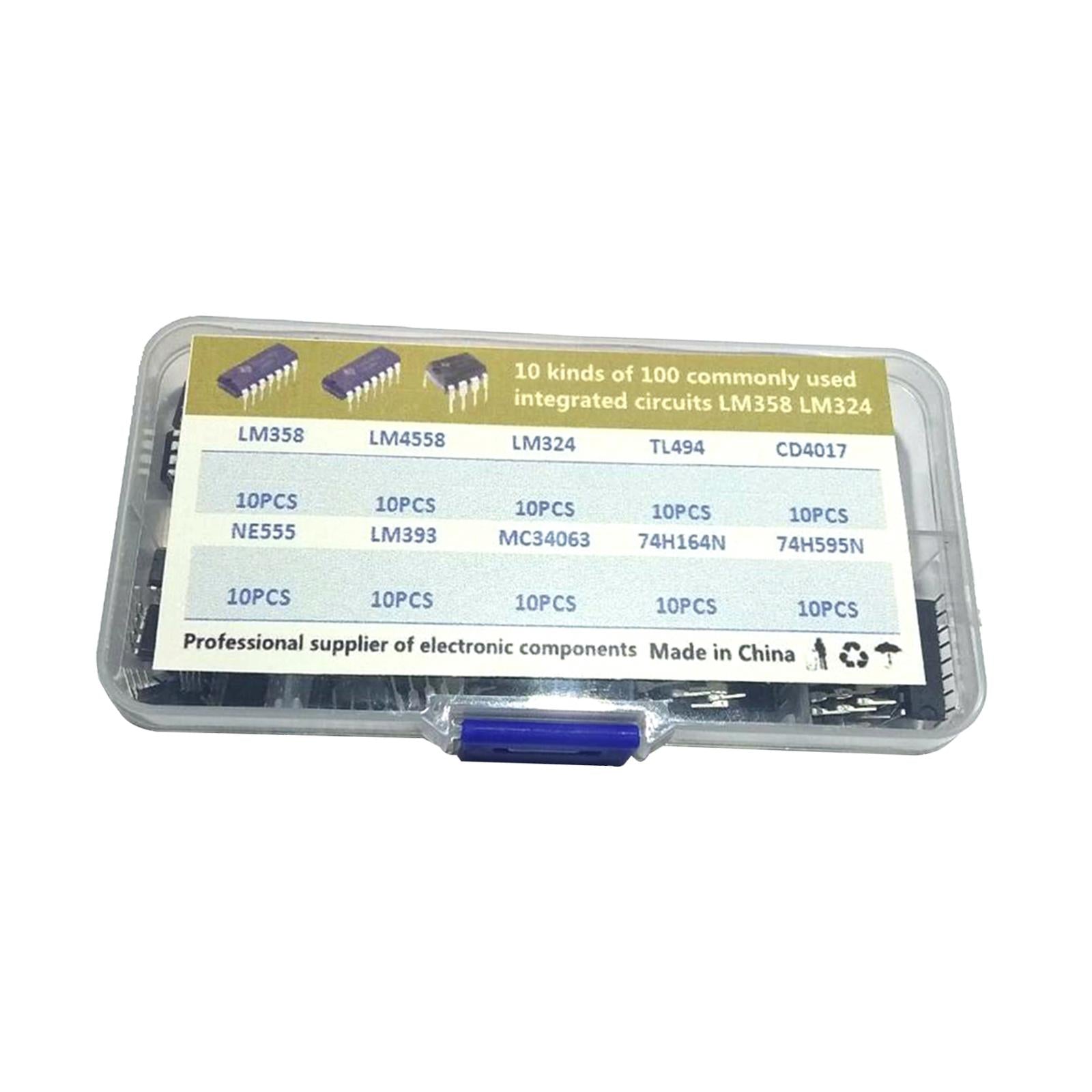 100Pcs 10 Values IC Assortment Kit Easy to Storage Practical Accessories