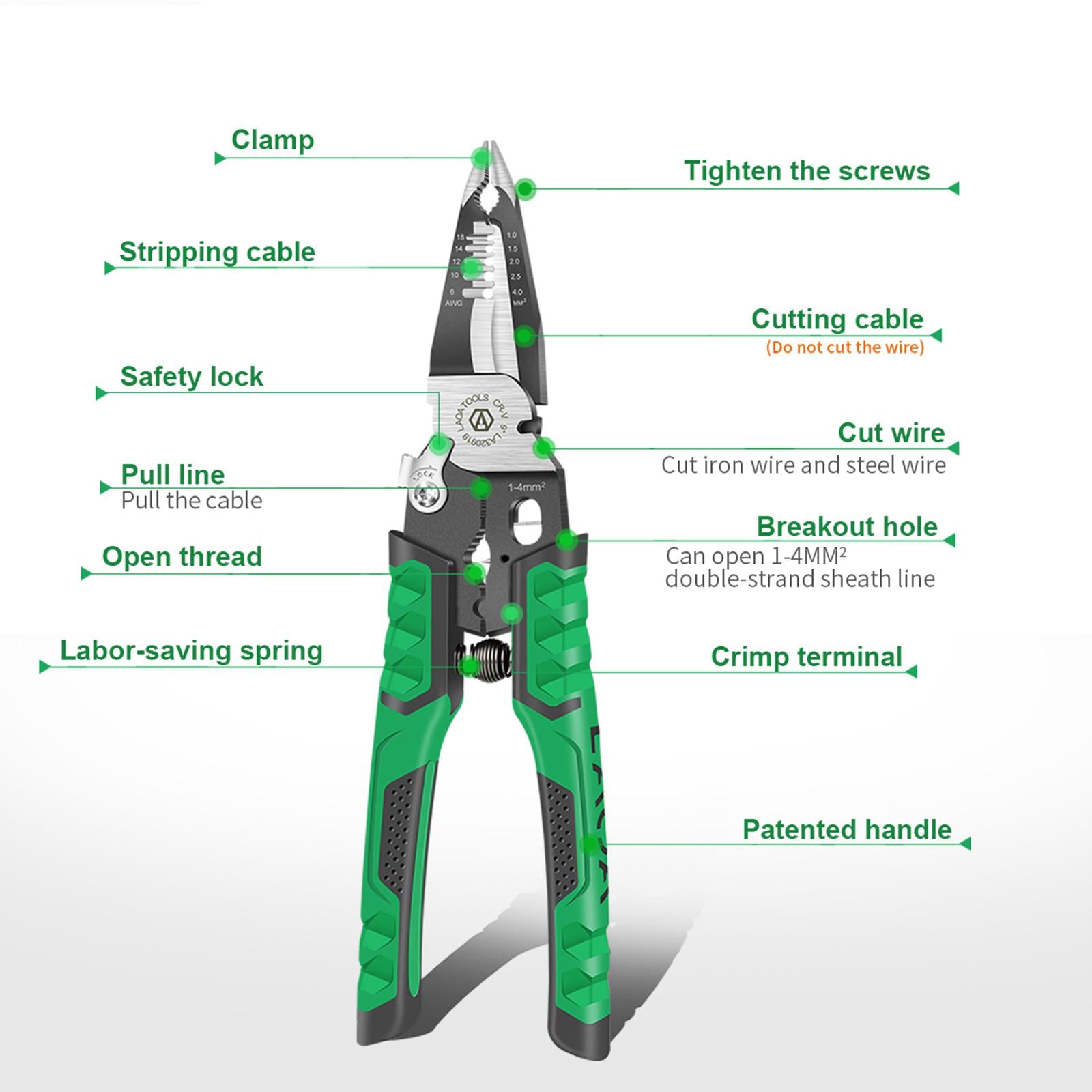 9 in 1 Electrician Pliers Multifunctional Needle Nose Pliers Wire Stripping