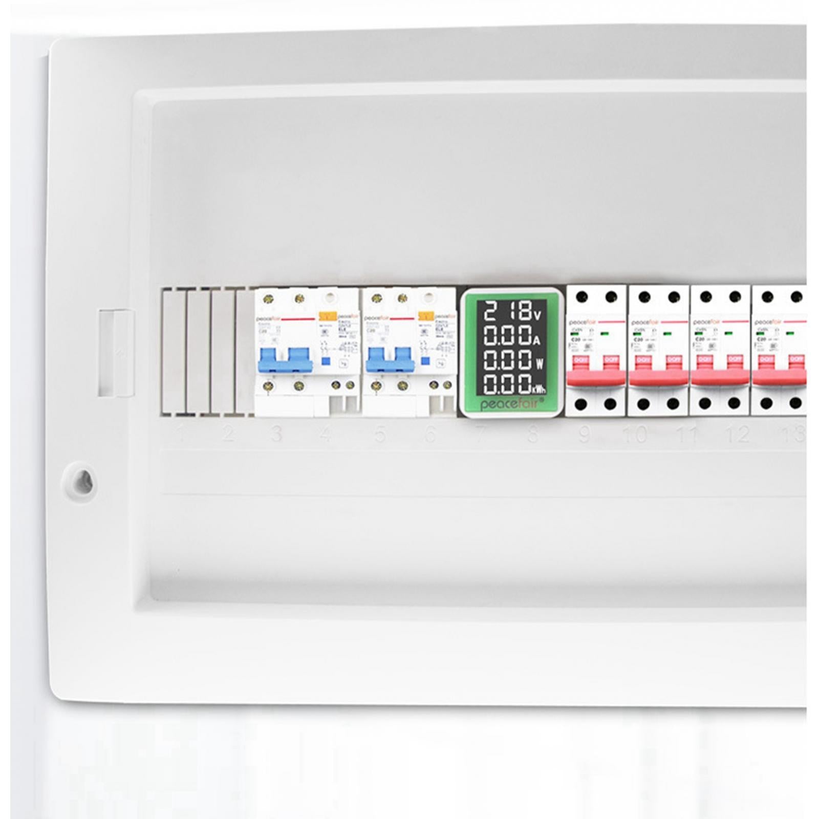 Din Rail Wattmeter Ammeter Voltmeter Amp Watt Power Meter LCD Screen 0-100A