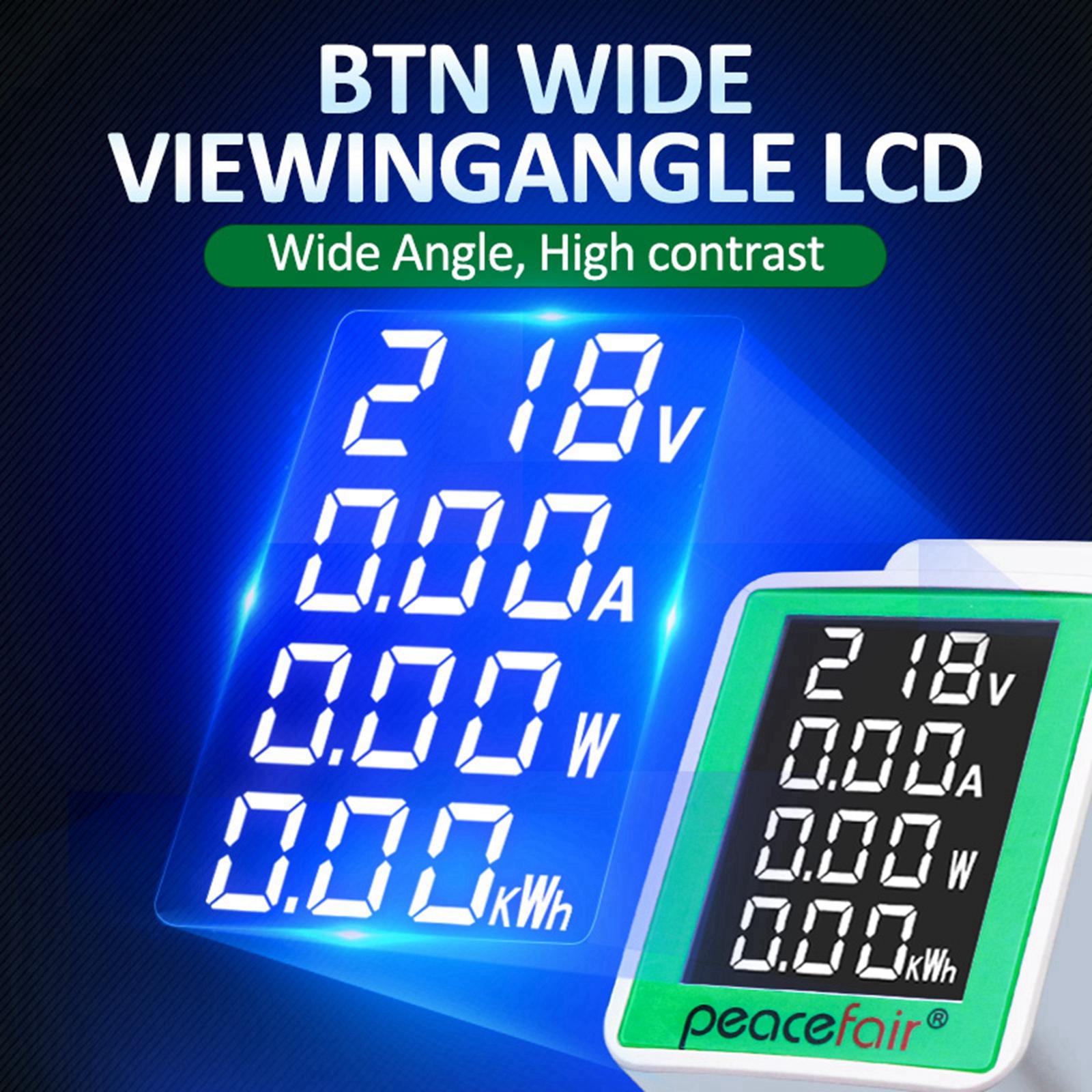 Din Rail Wattmeter Ammeter Voltmeter Amp Watt Power Meter LCD Screen 0-100A