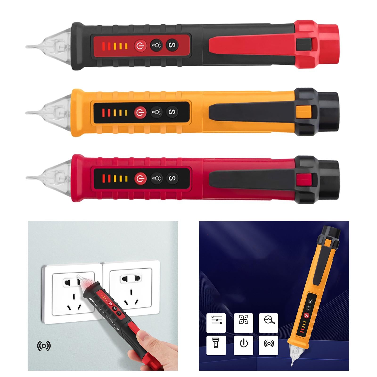 Voltage Tester Live/Null Wire Tester AC 12V-1000V Buzzer Alarm Black
