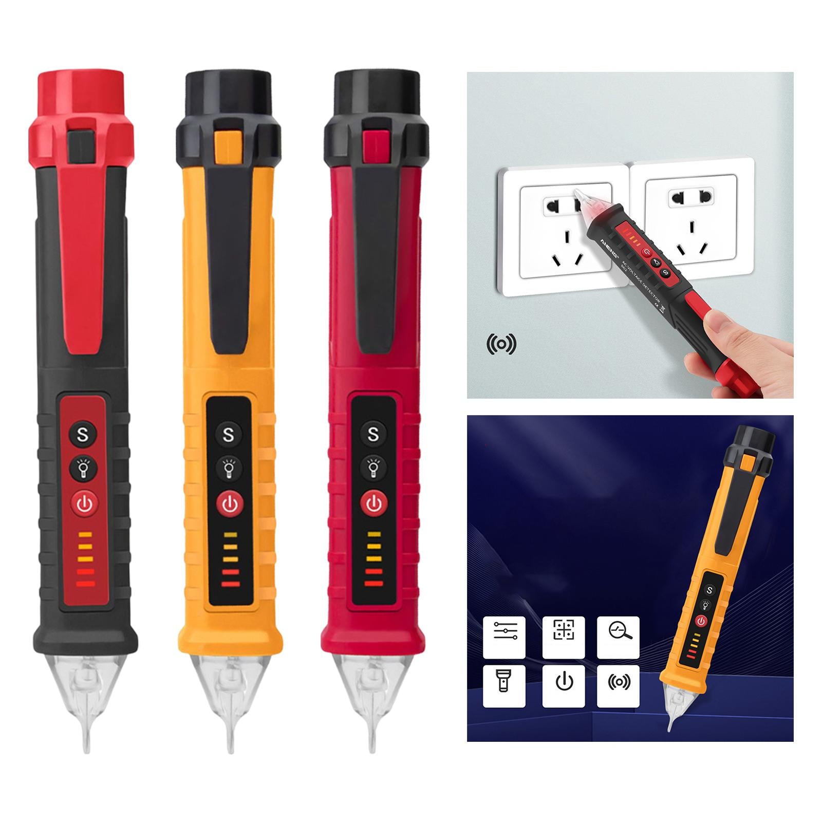 Voltage Tester Live/Null Wire Tester AC 12V-1000V Buzzer Alarm Black