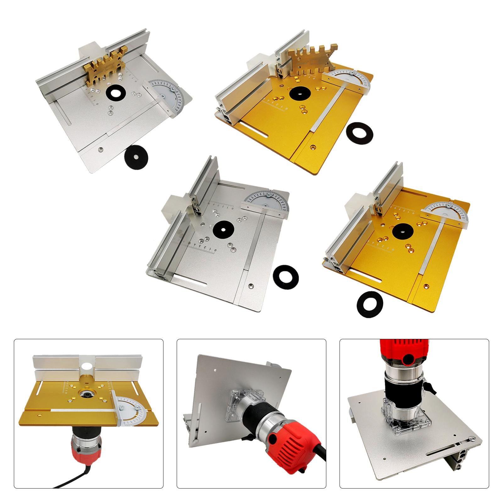 Aluminum Router Table Insert Plate  for Trimming Machine Silver 3pcs Tools