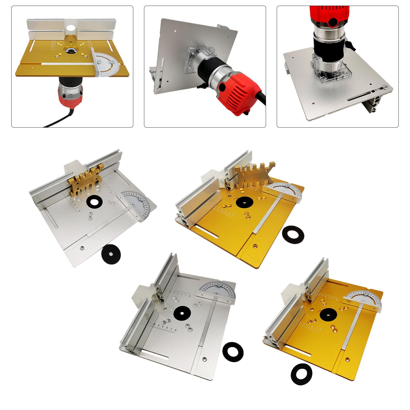 Aluminum Router Table Insert Plate  for Trimming Machine Silver 3pcs Tools