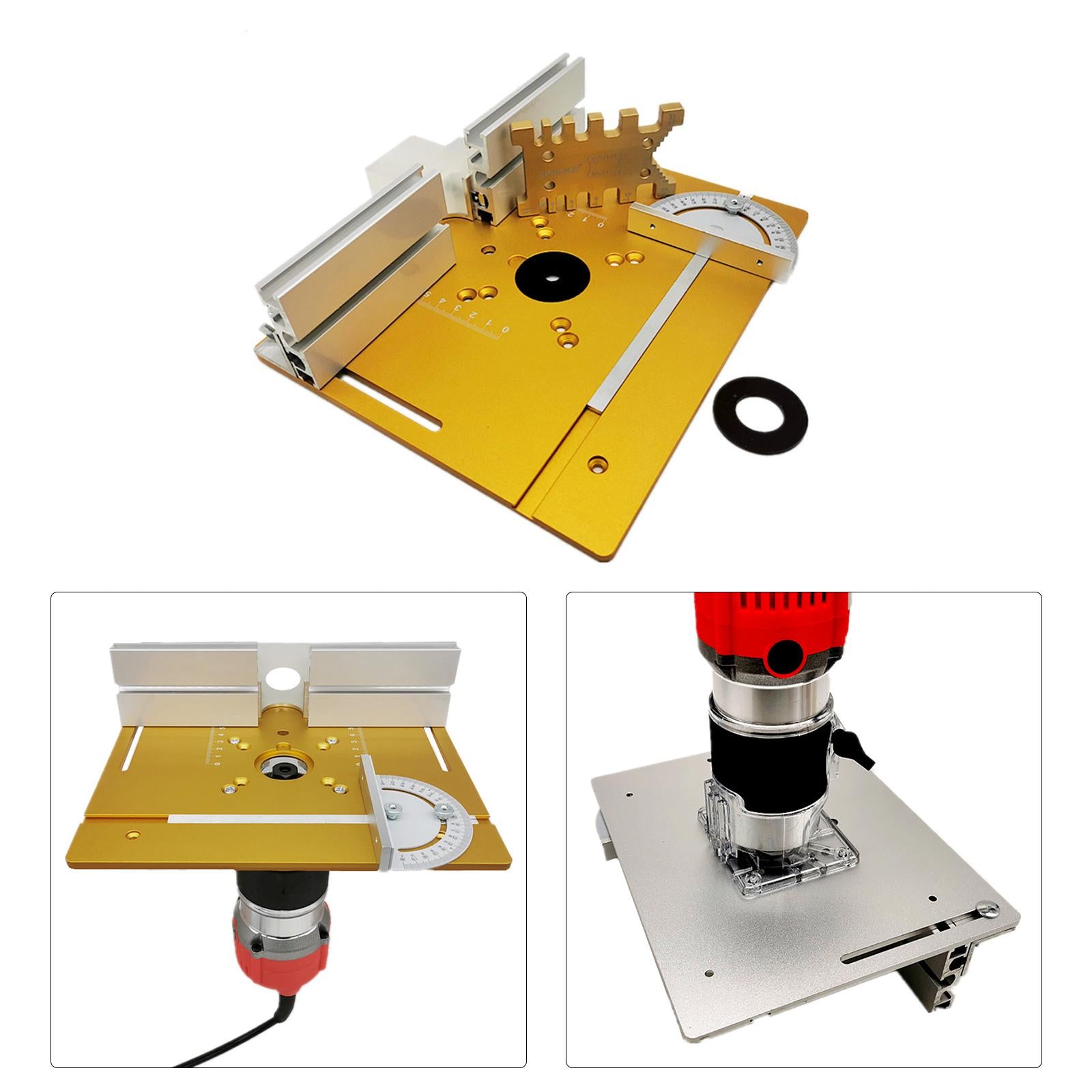 Aluminum Router Table Insert Plate  for Trimming Machine Golden 4pcs Tools