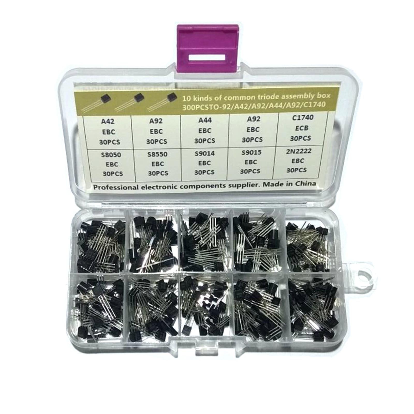 300x Transistor Assortment Kit Semiconductor to-92 Triode 2N2222 A42 A44