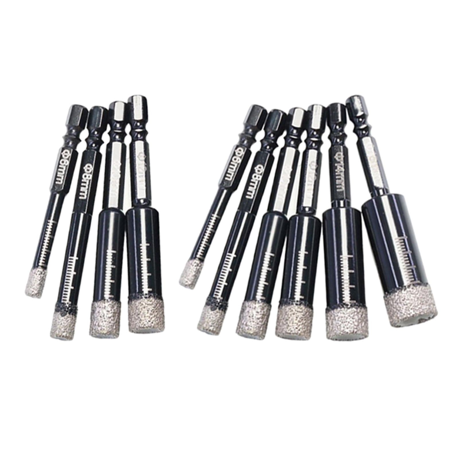 Dry Diamond Drill Bit Set Wet or Dry Drill Bit for Porcelain Ceramics Black 4x 6 8 10 12mm