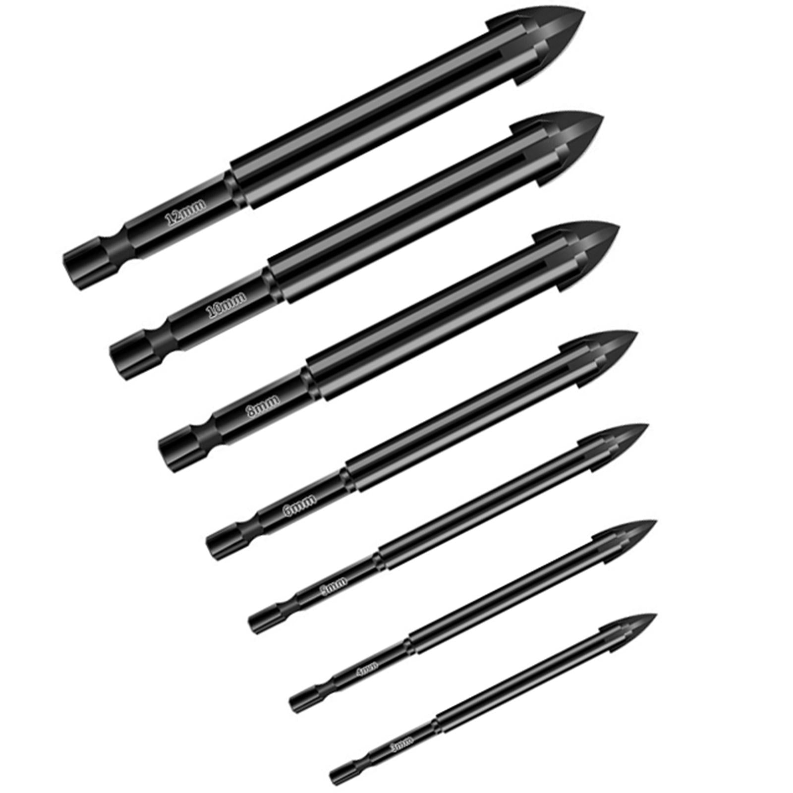 Alloy Cross Tile Drill Bit Hex Shank Woodworking Tool for Cement 7Pcs