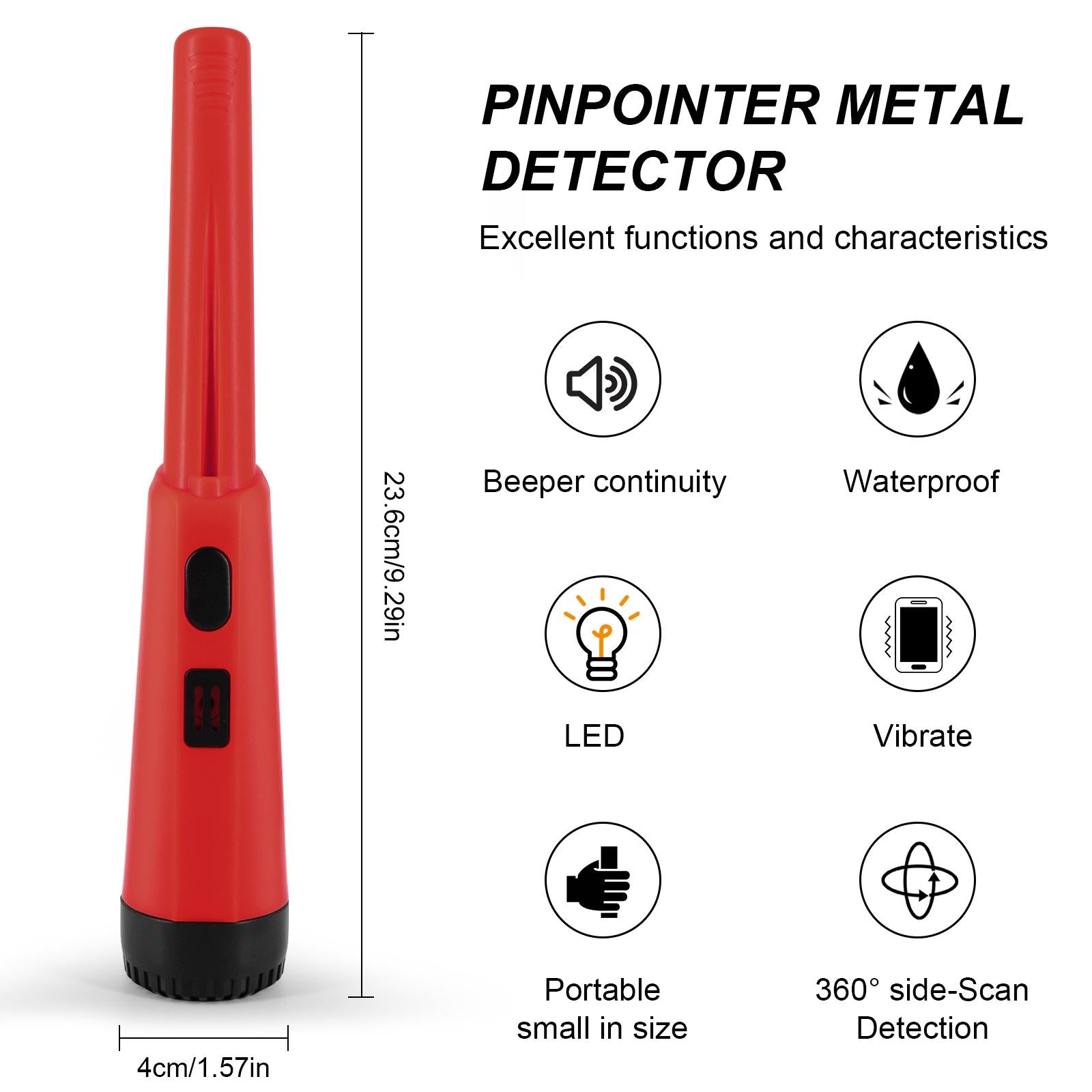 Pinpointing Metal Detector Waterproof ProPointer & Holster Red