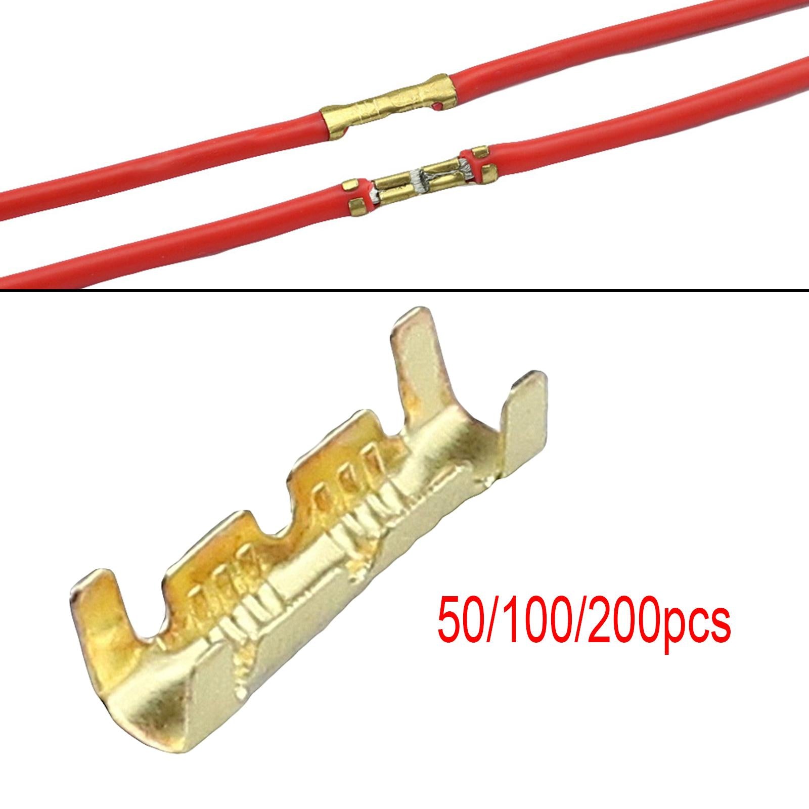 Brass Crimp Terminals 0.5-1.5mm Square Wiring Line Tool Small Teeth 50Pcs