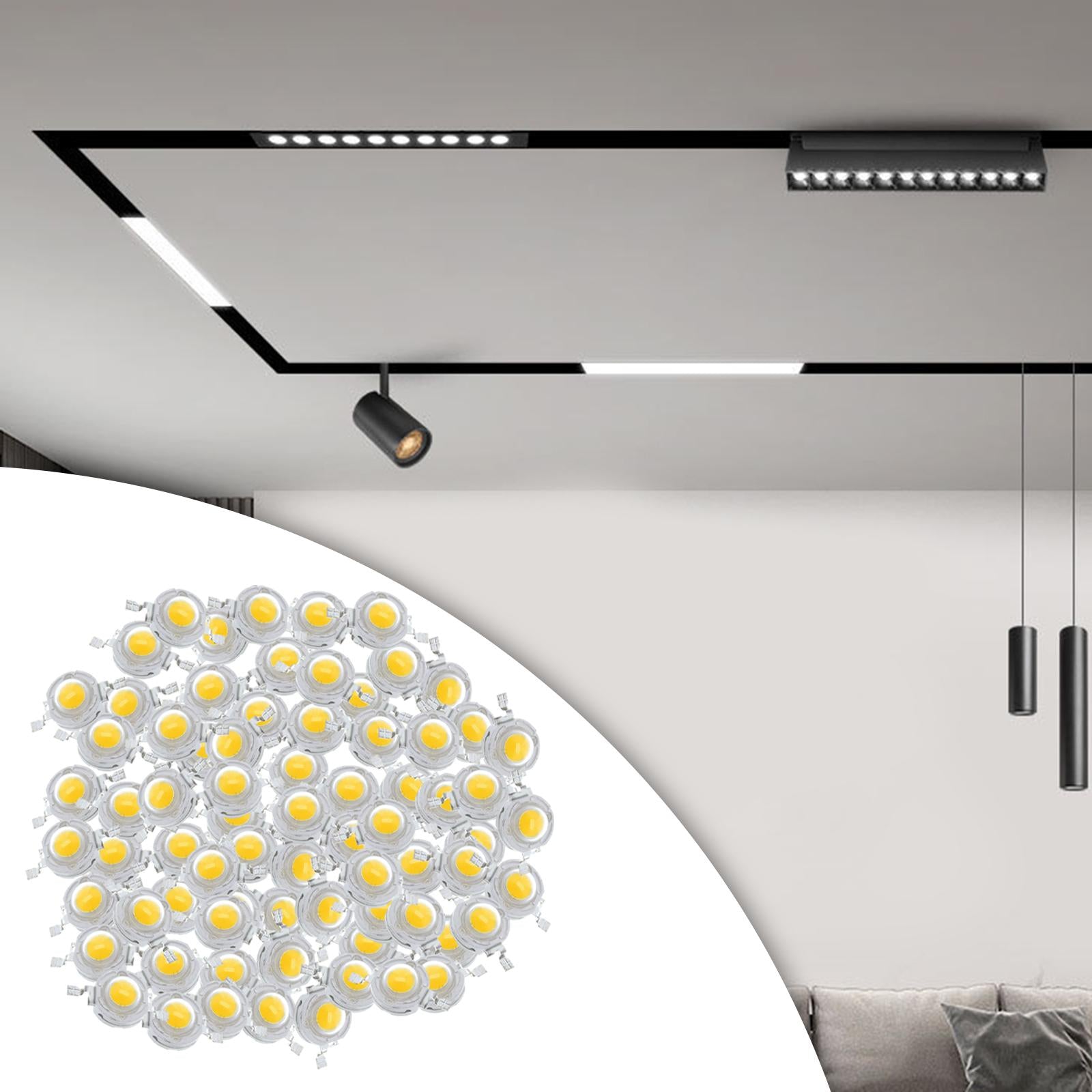 High Power LED Bead Chip High Brightness for Floodlight 100x 1W Warm White