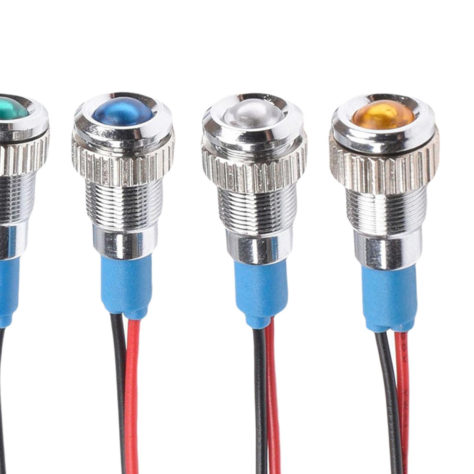 5x LED Metal Indicator Waterproof 3-220V with Wire for Boat Motorcycle Car 8mm