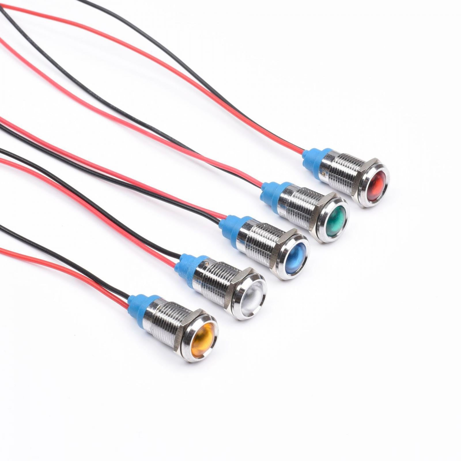 5x LED Metal Indicator Waterproof 3-220V with Wire for Boat Motorcycle Car 8mm