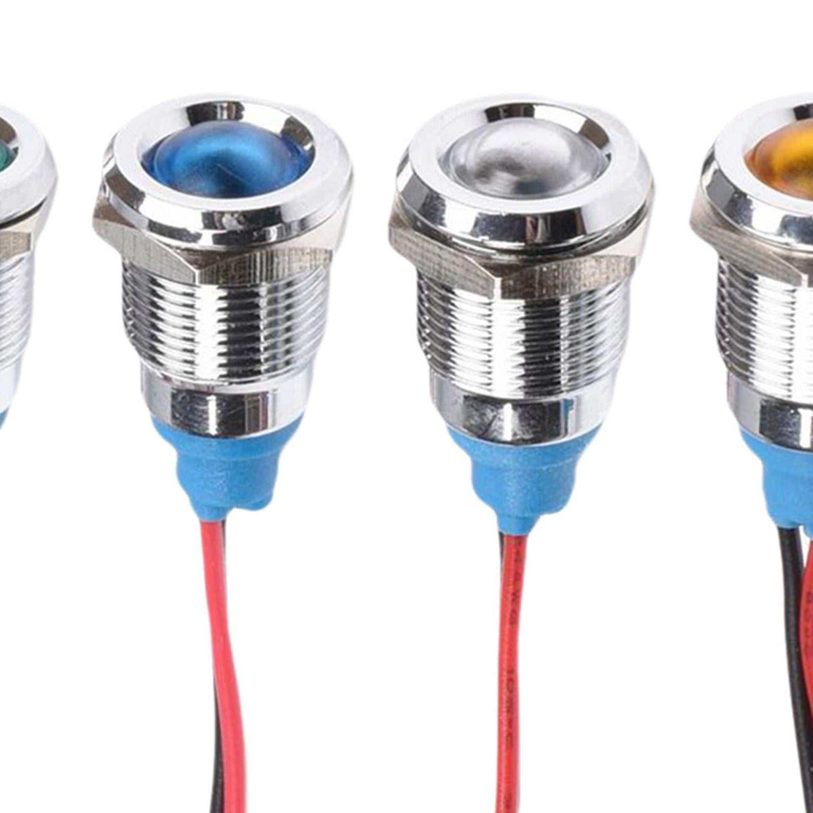 5x LED Metal Indicator Waterproof 3-220V with Wire for Boat Motorcycle Car 12mm