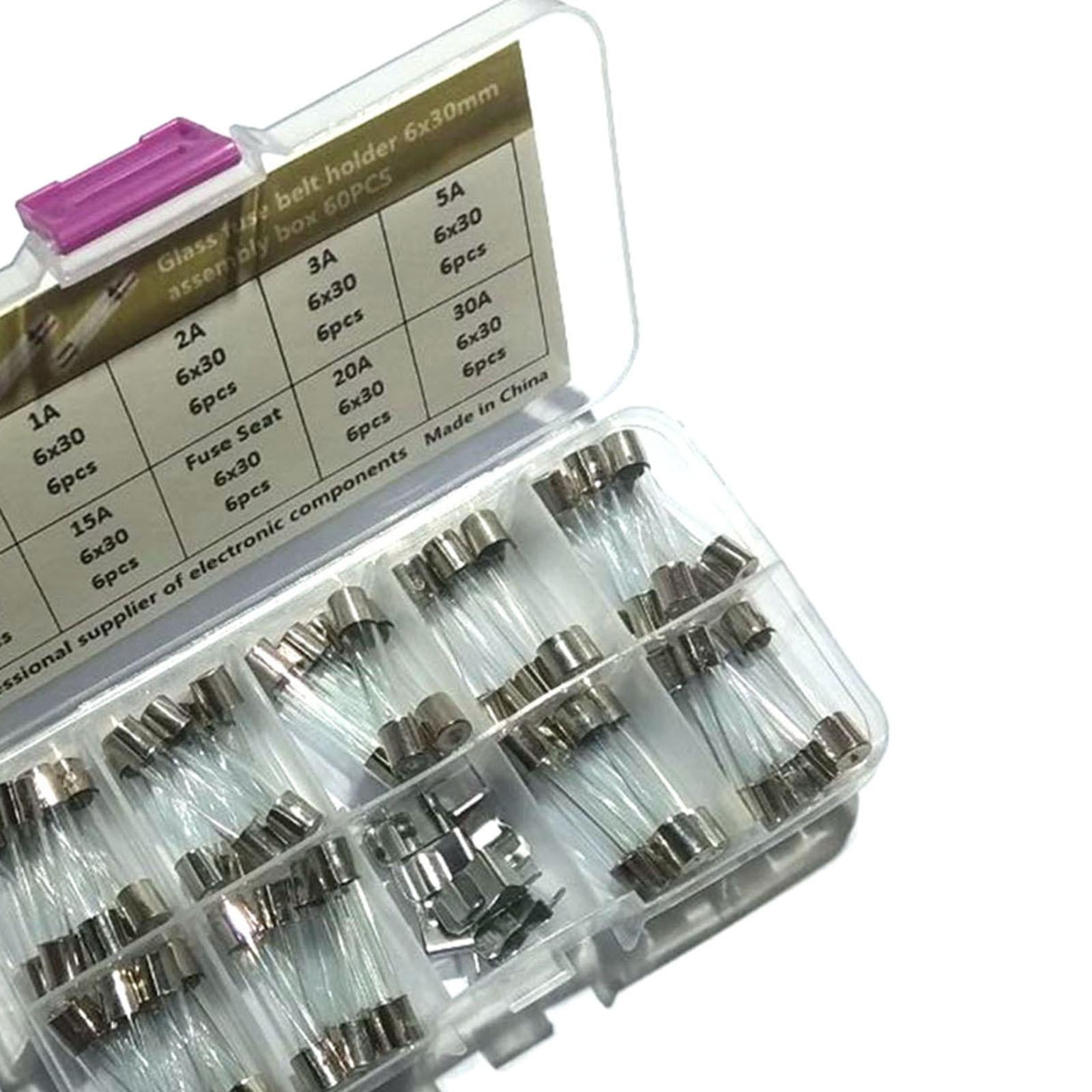 60 Pieces Glass Tube Fuses 2A 0.5A for Electronic Industry