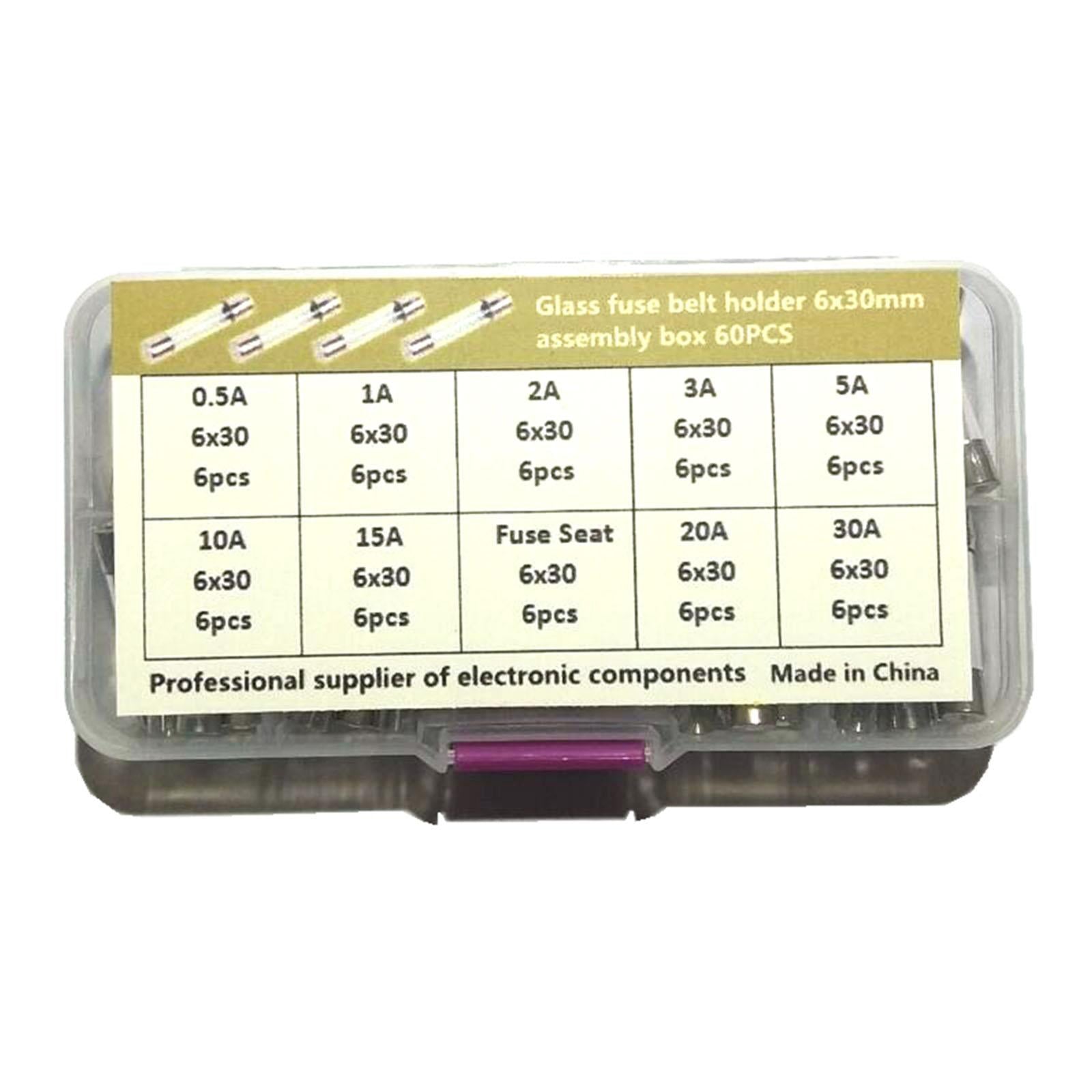 60 Pieces Glass Tube Fuses 2A 0.5A for Electronic Industry