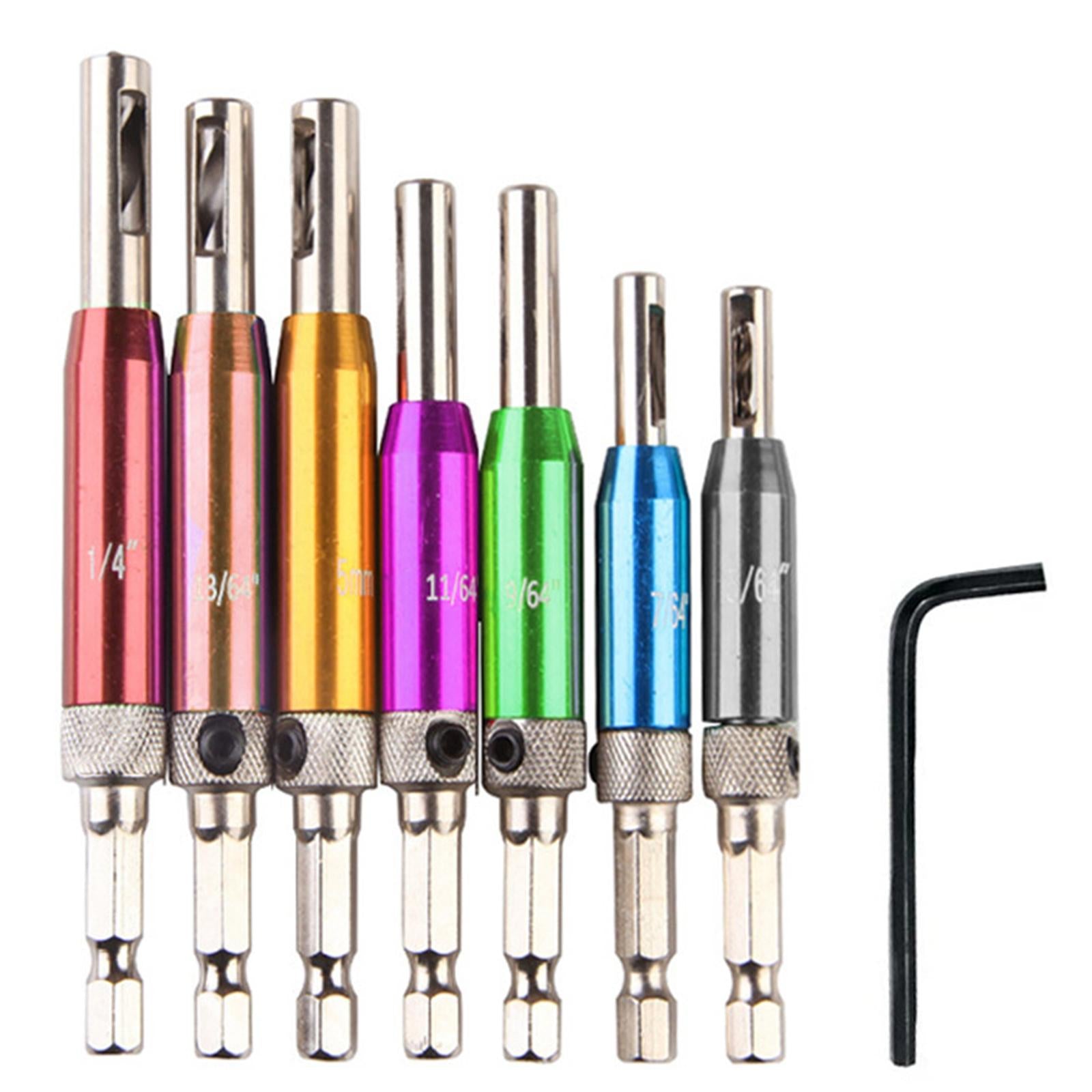 7x Self Centering Door Lock Cabinet Hinge Drill Bit Set Pilot Tool Colorful