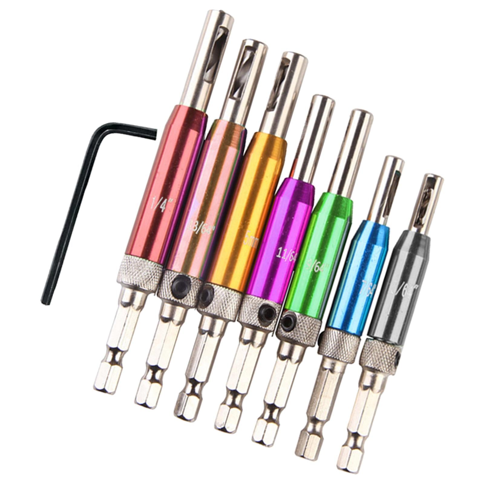 7x Self Centering Door Lock Cabinet Hinge Drill Bit Set Pilot Tool Colorful