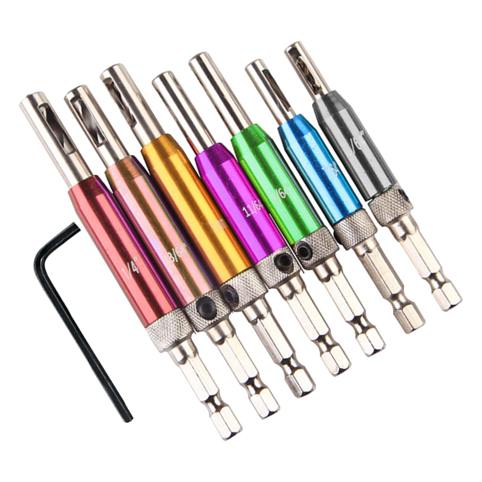 7x Self Centering Door Lock Cabinet Hinge Drill Bit Set Pilot Tool Colorful