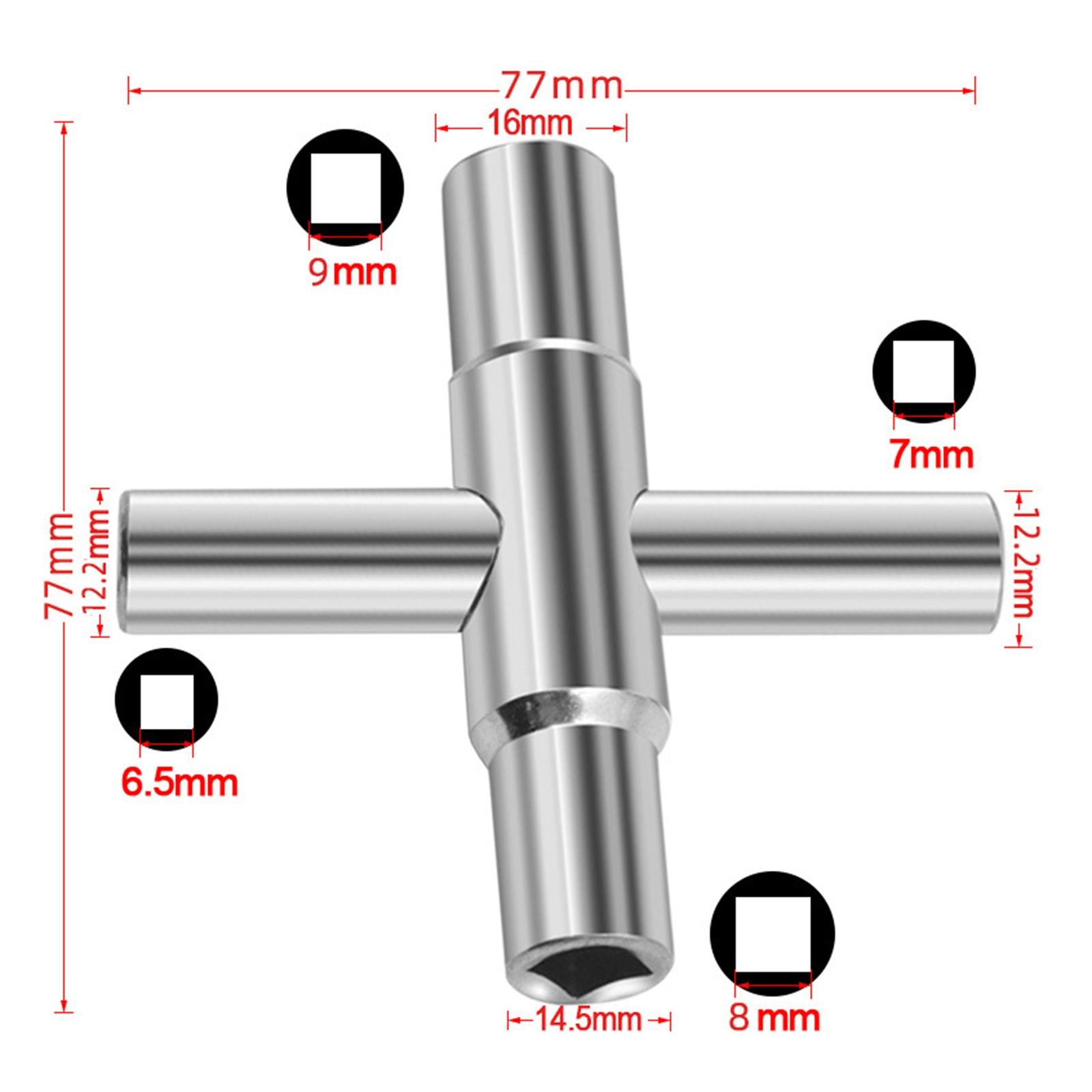 4 in 1 Faucet Wrench Silver for Opening and Closing Spigots Electric Meter