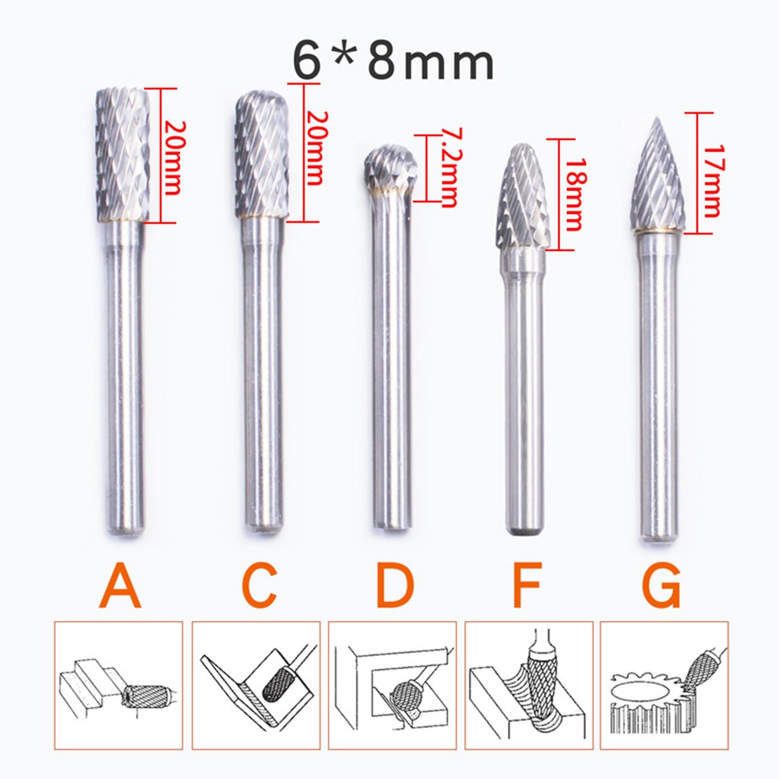 Carving Burr bits Double Cut for Grinding Carving Engraving B