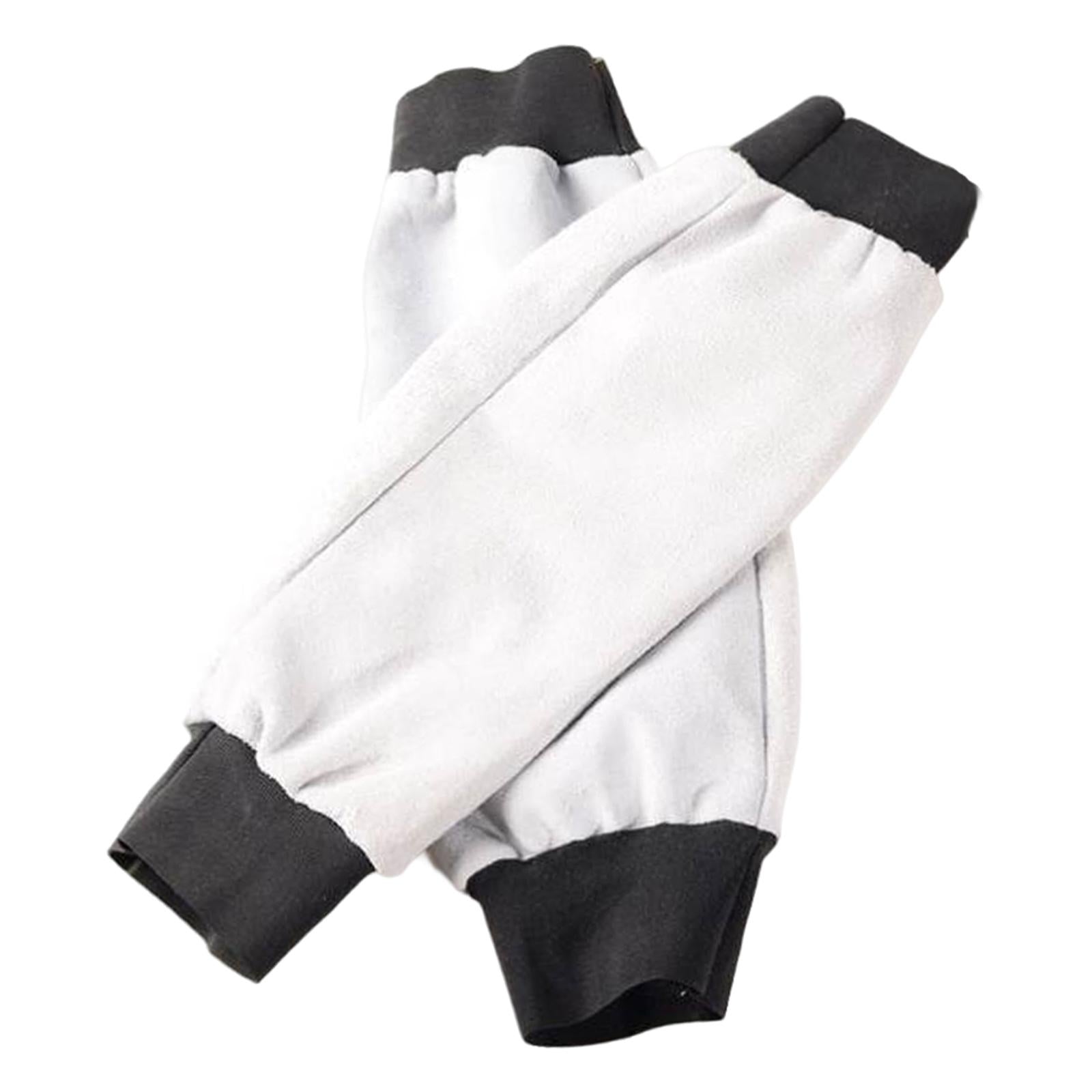 Welding Sleeves with Elastic Cuff Heat Resistant Artificial Leather White