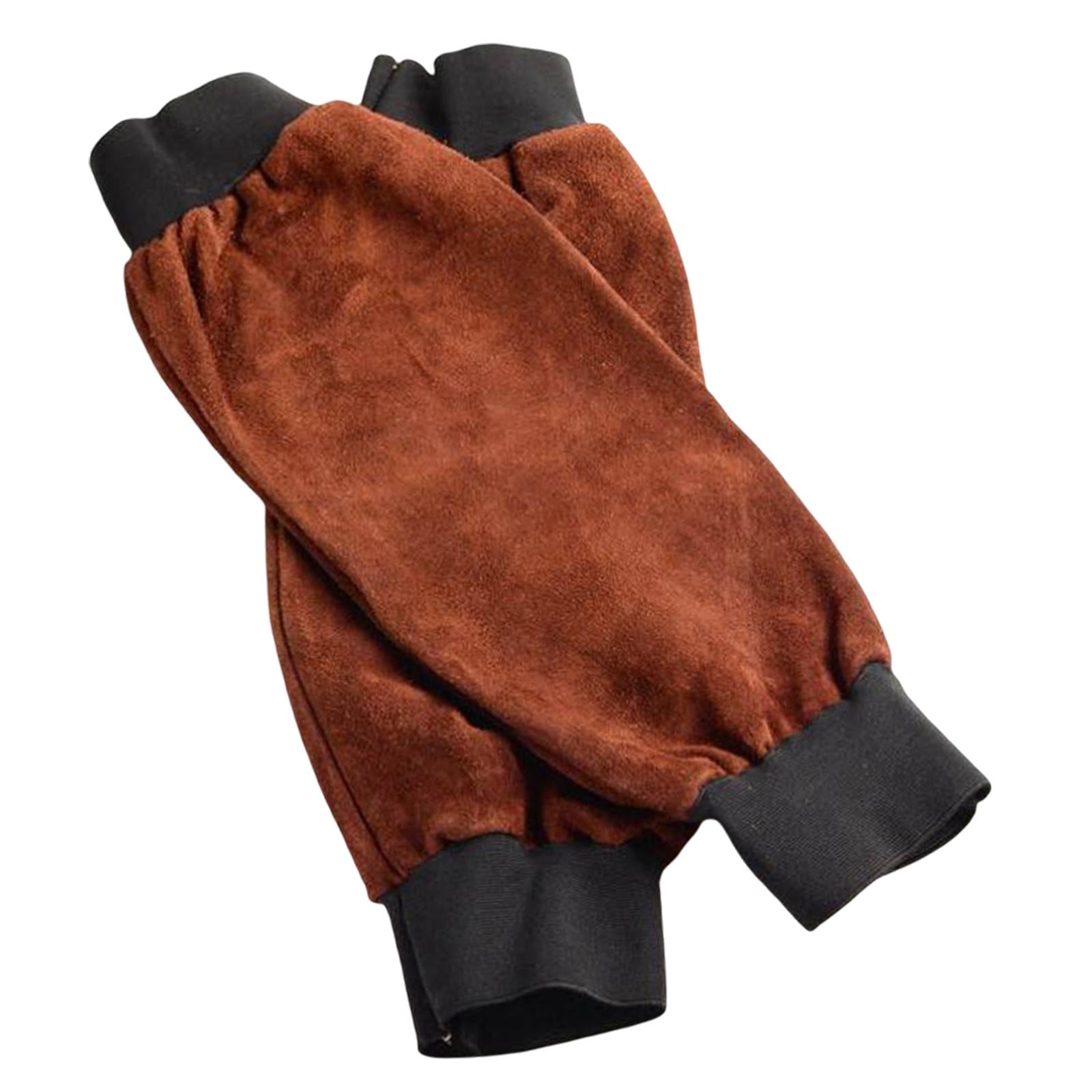 Welding Sleeves with Elastic Cuff Heat Resistant Artificial Leather Brown