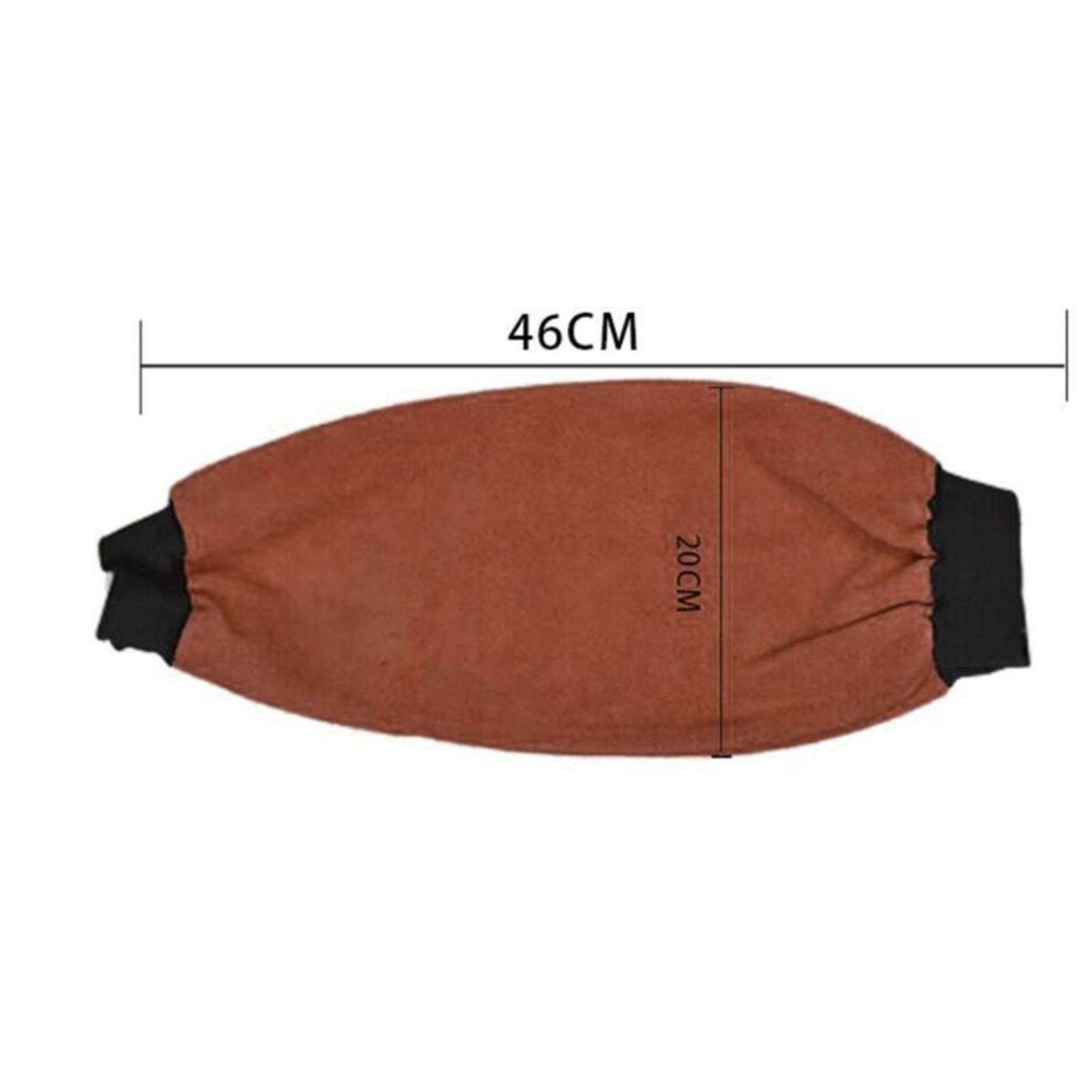 Welding Sleeves with Elastic Cuff Heat Resistant Artificial Leather Brown