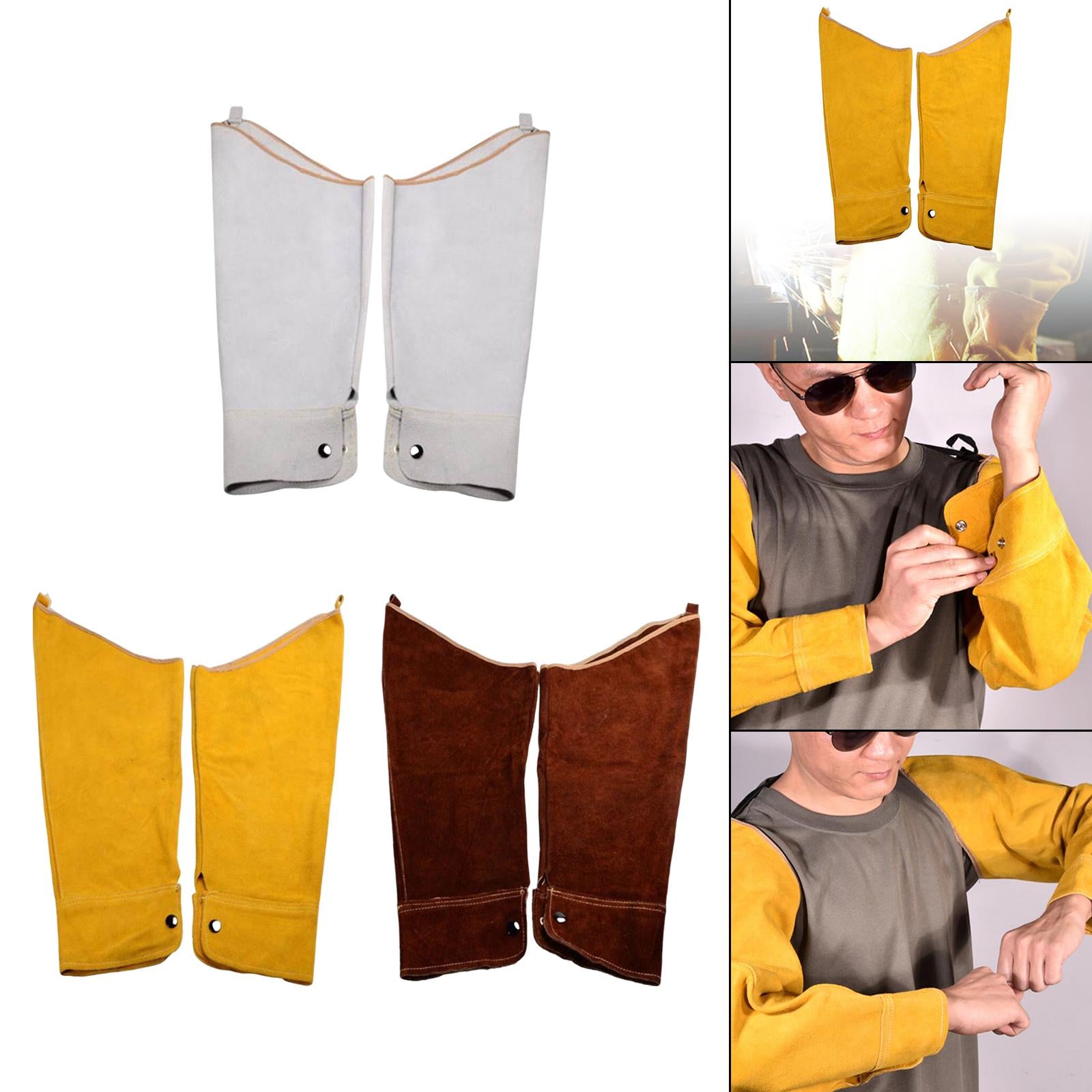 Electric Welding Sleeves Heat Resistant W/ Elastic Cuff Protective Sleeves white