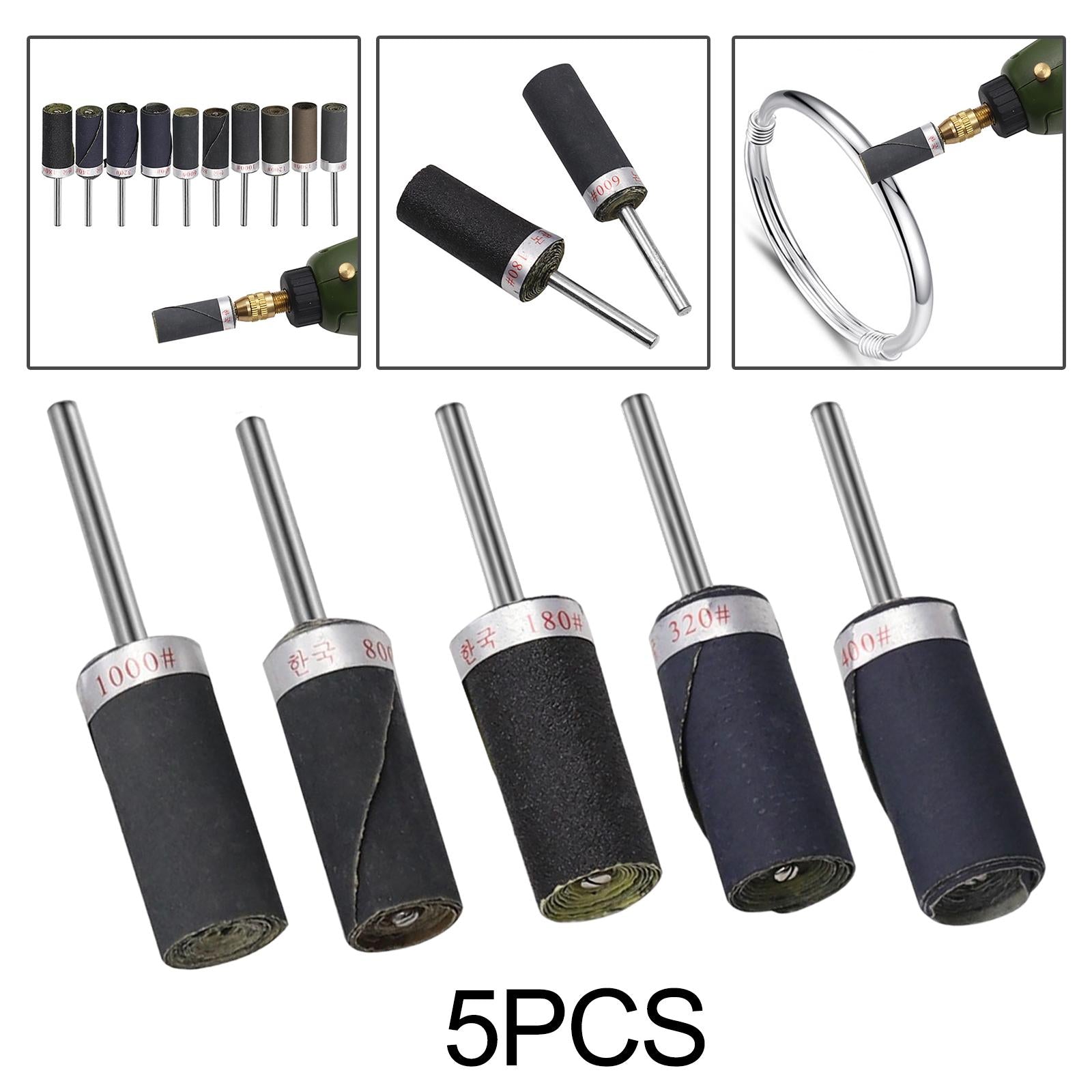 5Pcs Sandpaper Polishing Rod 3mm Shank DIY Rotary Tools for Agate Jade Glass 1000 Grit