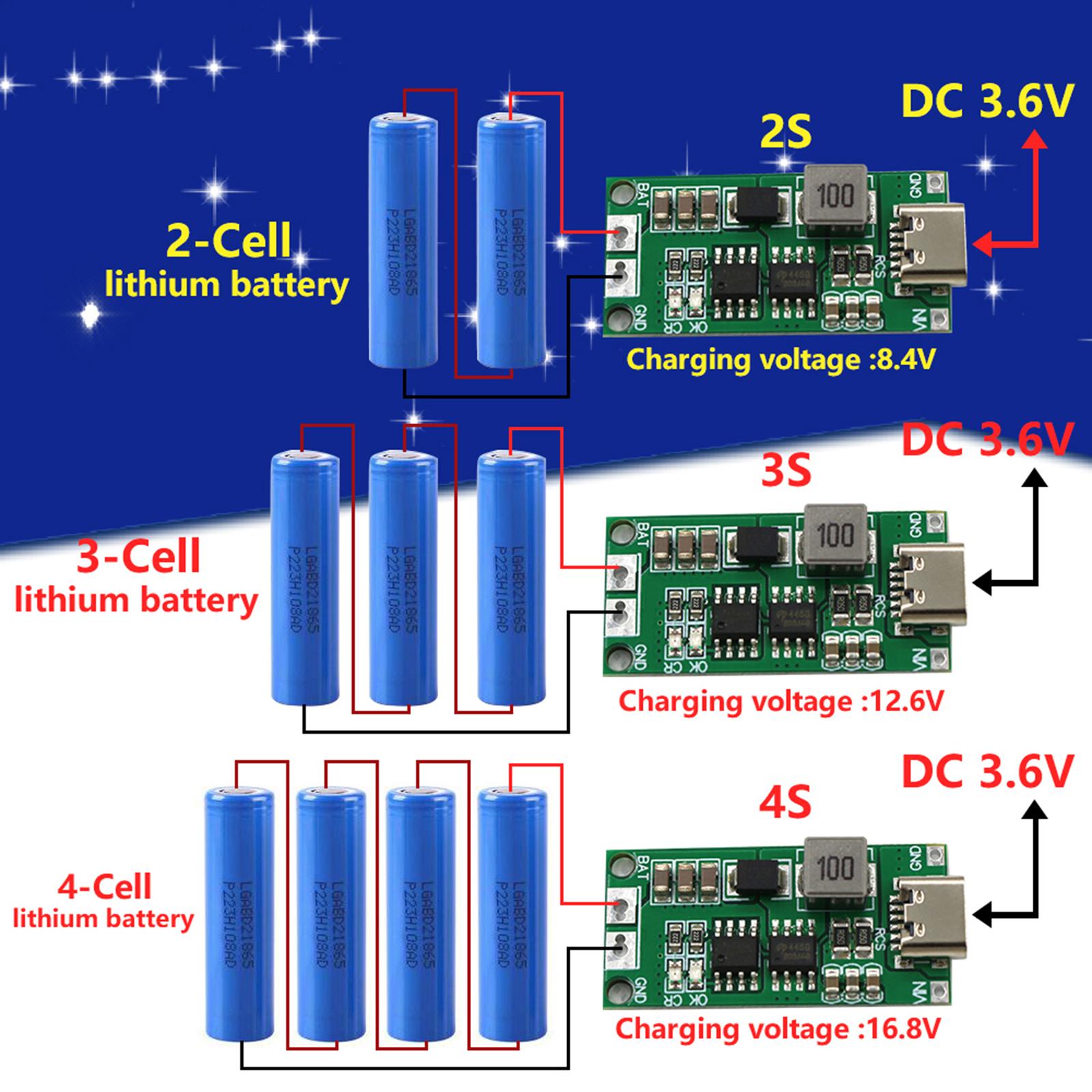 Premium Boost Lithium Battery Module 18650 Lithium Battery 1A 2A 4A 2S 3S 4S  3S 2A