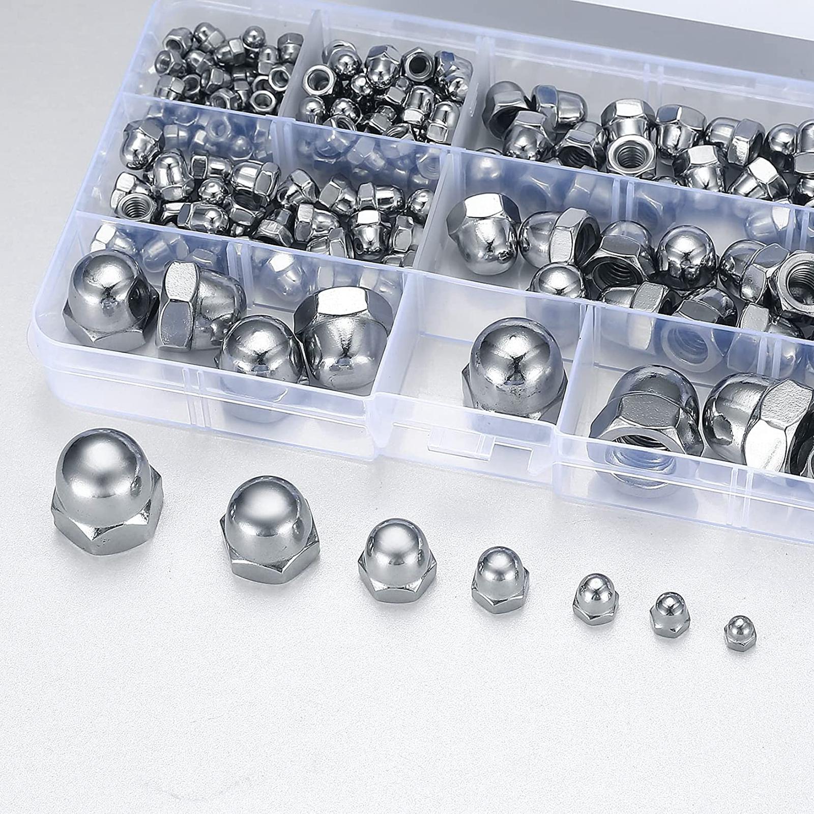 165 Pieces Hexagonal Acorn Nuts with Storage Box for Indoor and Outdoor