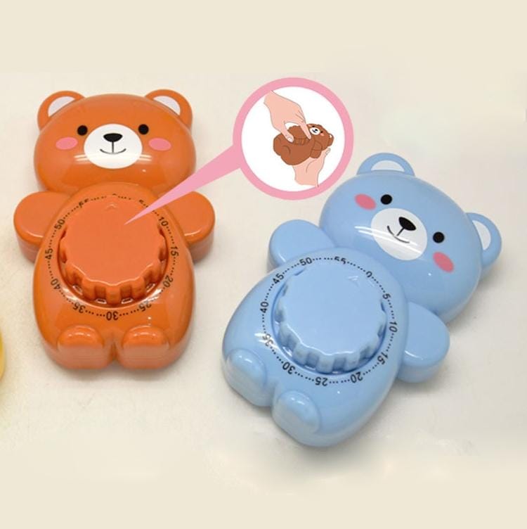 3 PCS Cartoon Bear Timer Kitchen Gadget Mechanical Timer (Blue)