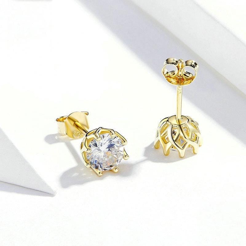 Sterling Silver Zircon Earrings S925 Sterling Silver Gold-plated Earrings