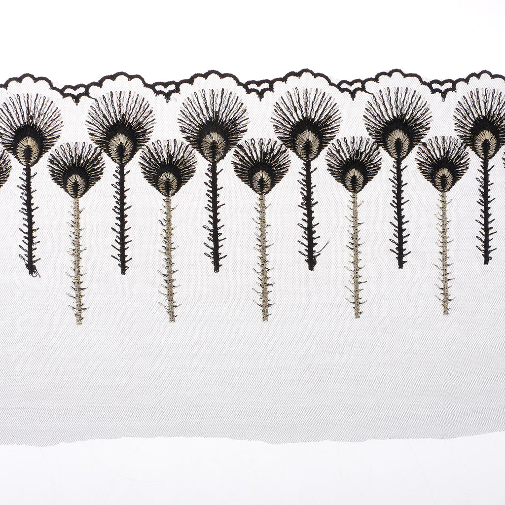 Embroidered Mesh Lace Fabric Craft Ribbon Sewing Trim DIY  Black