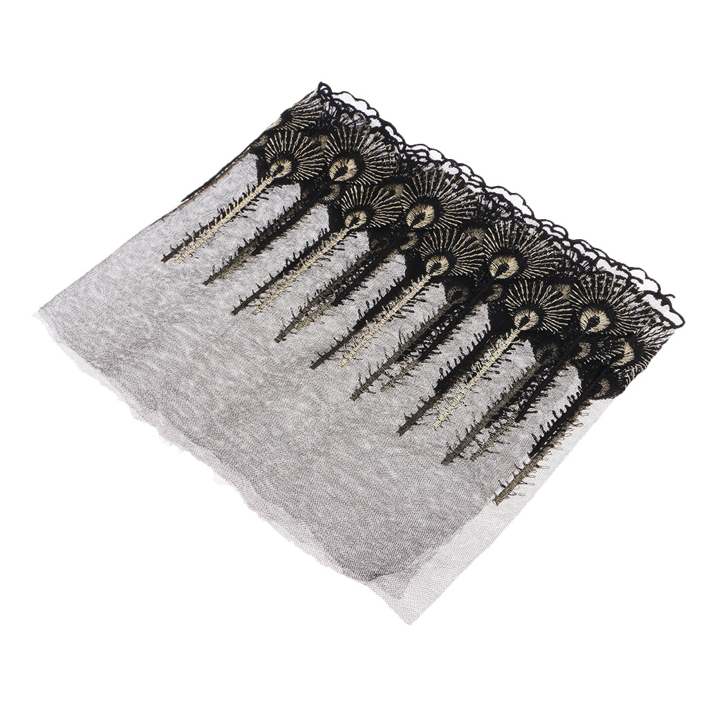 Embroidered Mesh Lace Fabric Craft Ribbon Sewing Trim DIY  Black