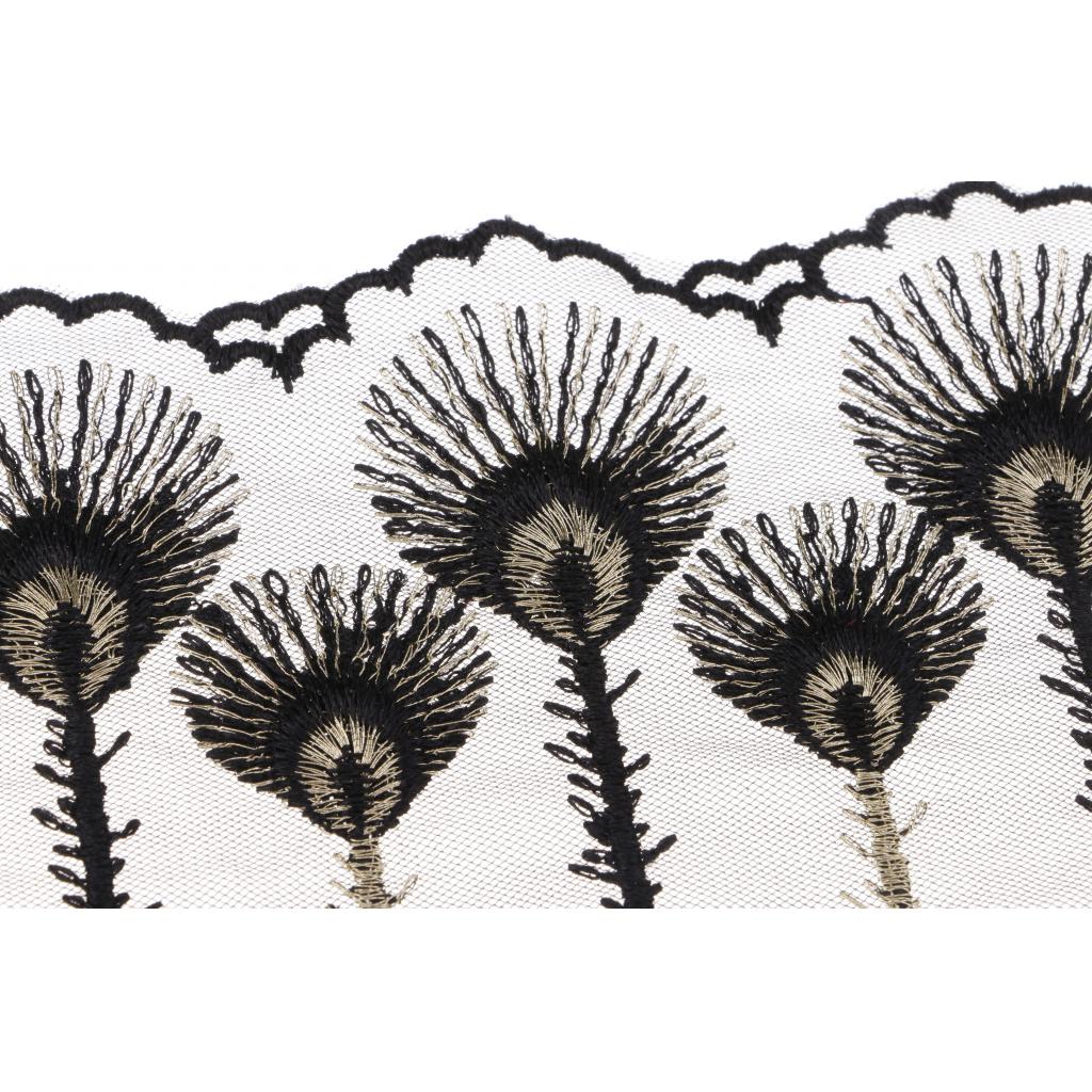 Embroidered Mesh Lace Fabric Craft Ribbon Sewing Trim DIY  Black