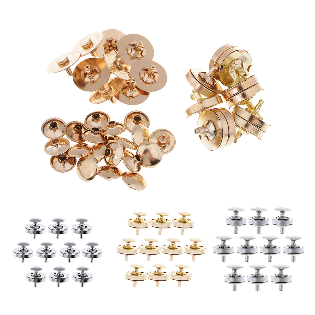 10 Sets Double Sided Nail Magnetic Button Clasp Sewing Fasteners Gold 18mm