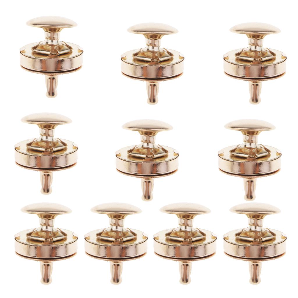 10 Sets Double Sided Nail Magnetic Button Clasp Sewing Fasteners Gold 14mm