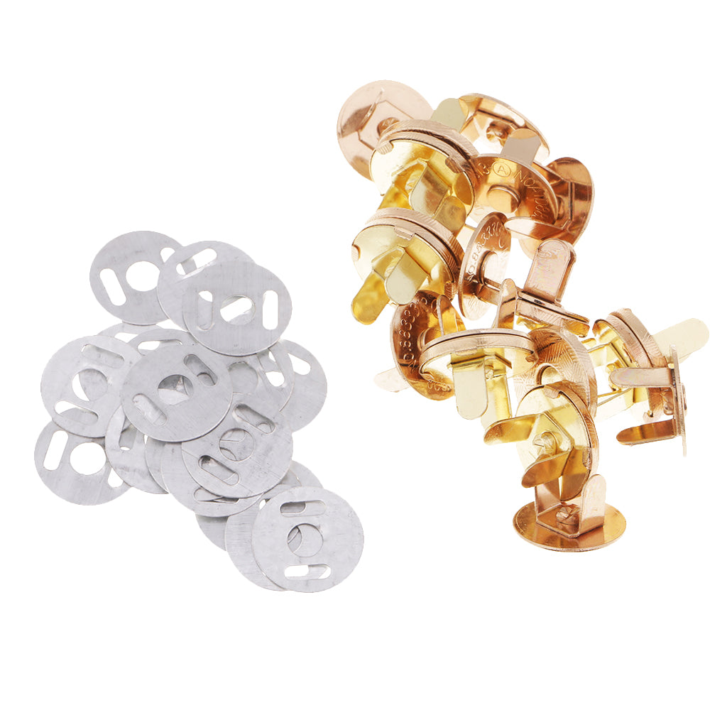 10Pcs Magnetic Fasteners Button Clasp Snaps-Purses,Bags,Clothes Gold 14mm