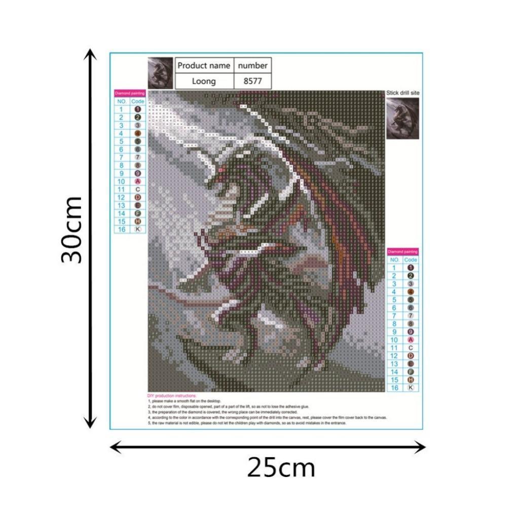 Full Drill 5D Diamond DIY Painting Craft Kit Home Wall Decor Dragon