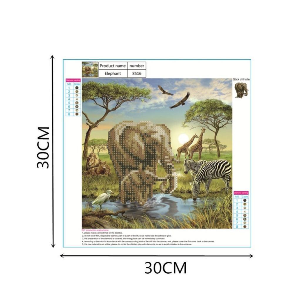 5D DIY Diamond Painting Animal Picture Room Wall Sticker Elephant
