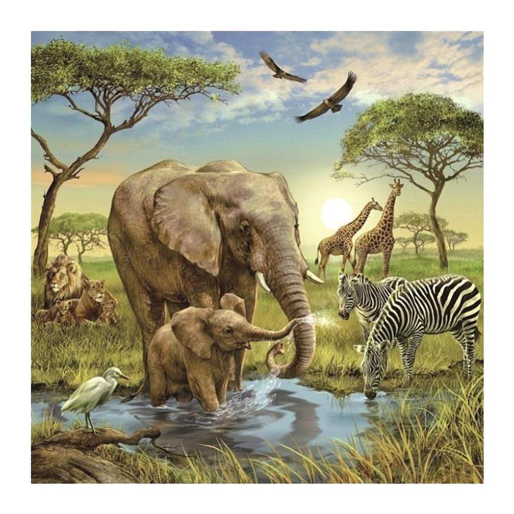 5D DIY Diamond Painting Animal Picture Room Wall Sticker Elephant