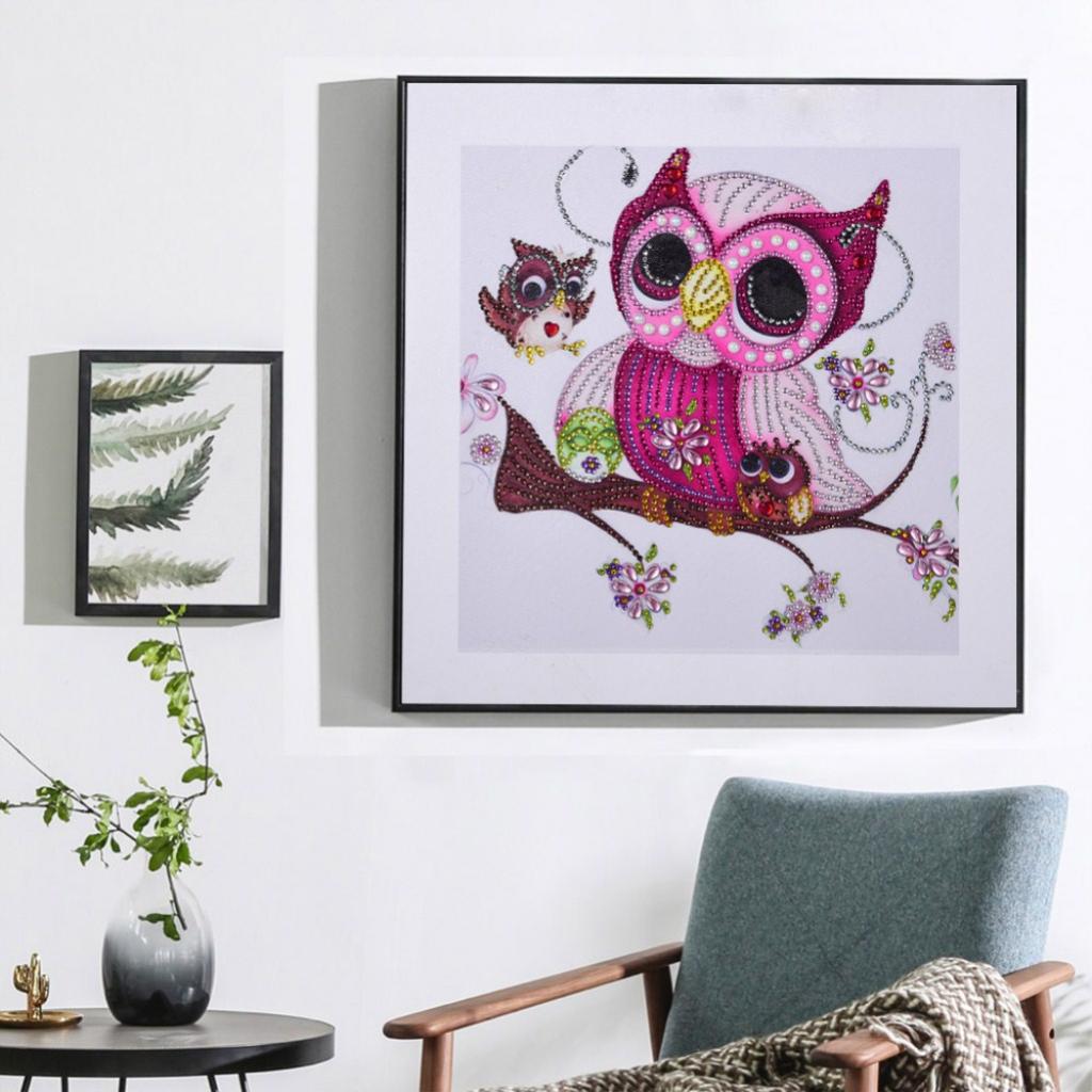 5D Special Shaped Diamond Painting Cross Stitch Crafts Decor Owls