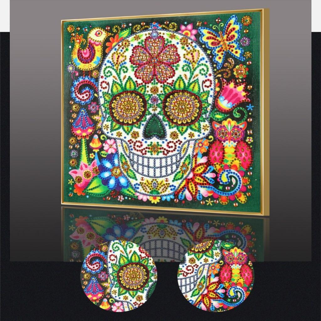 5D Special Shaped Diamond Painting Cross Stitch Crafts Decor Flower Skull