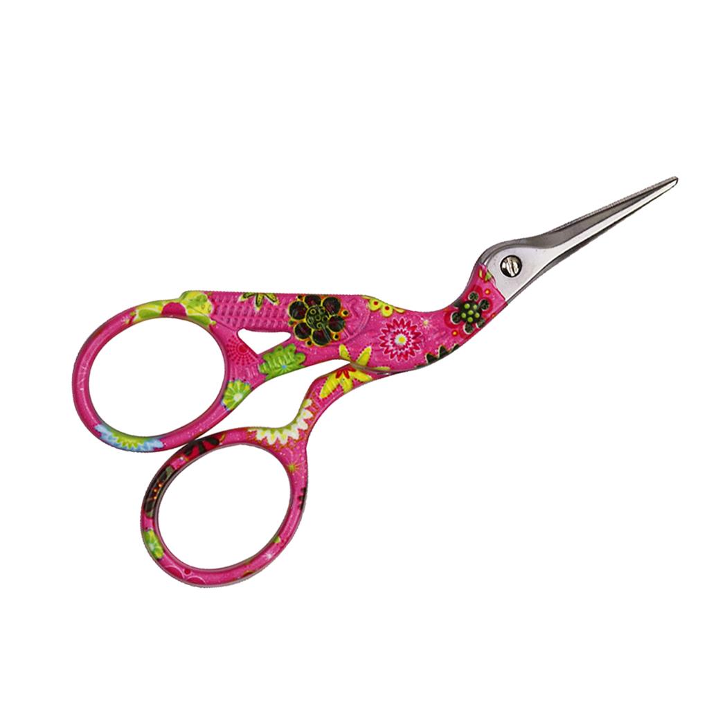 Mini Sewing Scissors Crane Shape Clothes Thread Embroidery Craft Rose Red