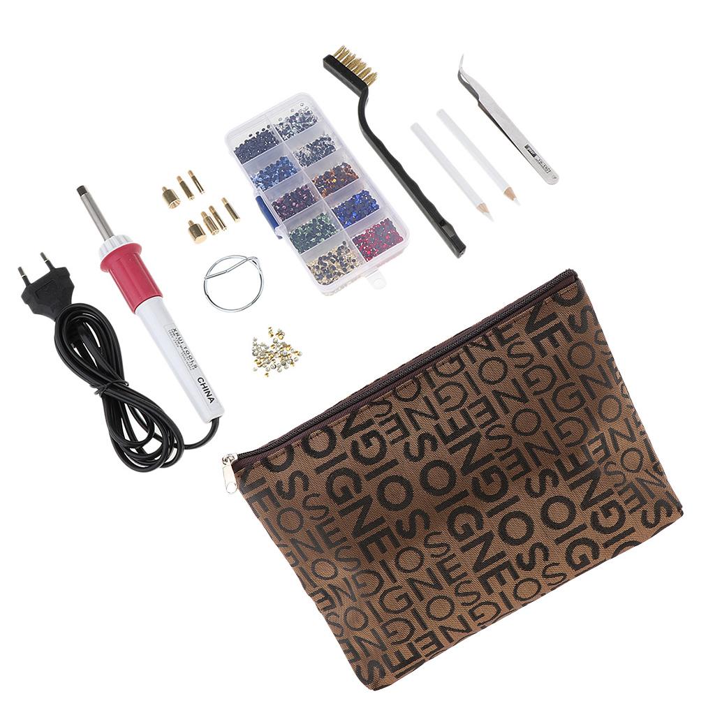 EU Plug Hot Fix Applicator Rhinestone Setter Wand Heater Tool Kit Set White
