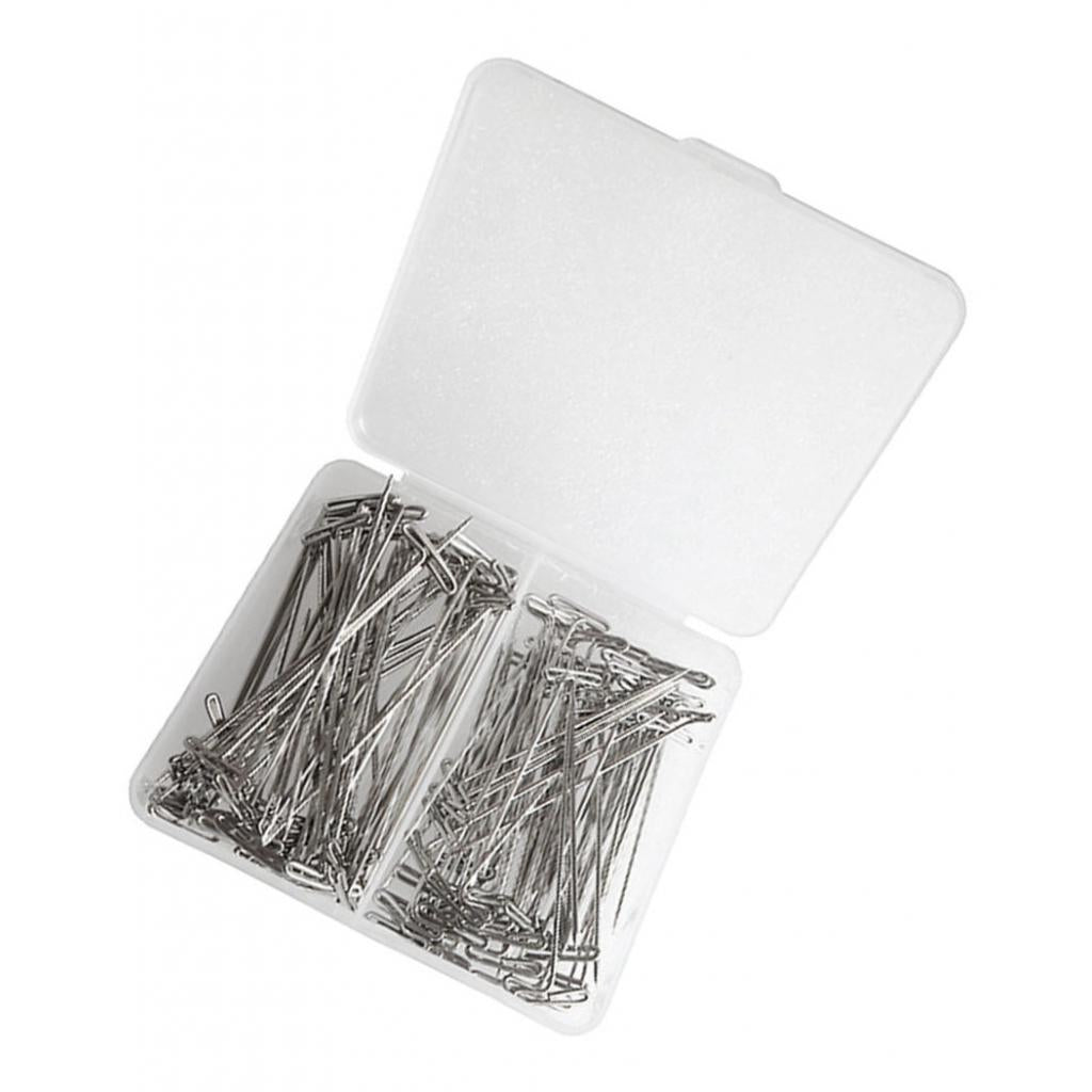 110 Pieces Mixed Sizes Metal Wig T-Pins with Plastic Box 38mm & 51mm