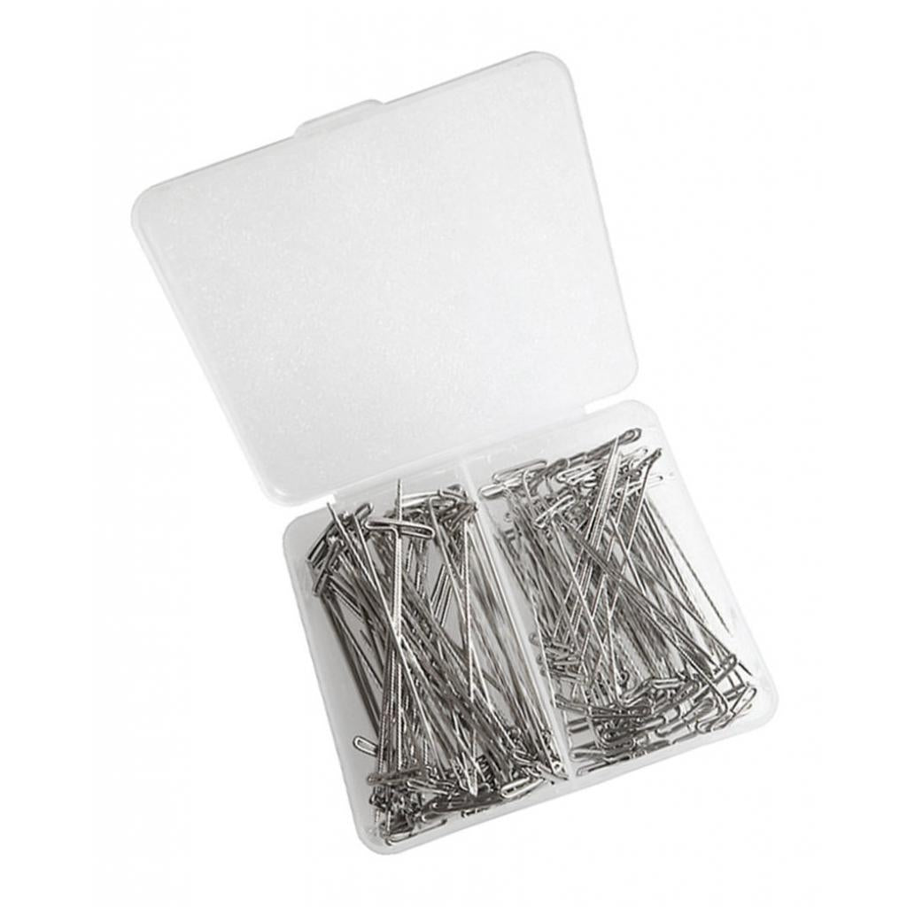 110 Pieces Mixed Sizes Metal Wig T-Pins with Plastic Box 38mm & 51mm